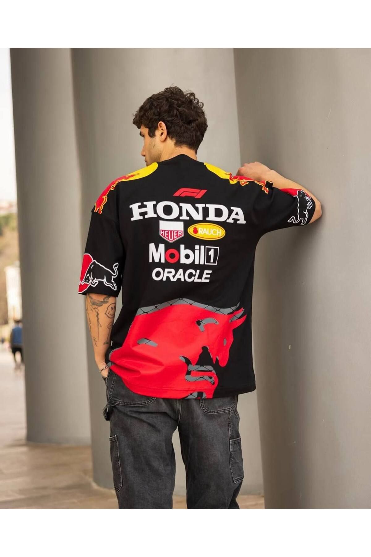 REX MODA Oversize Unisex Honda Baskılı T-Shirt