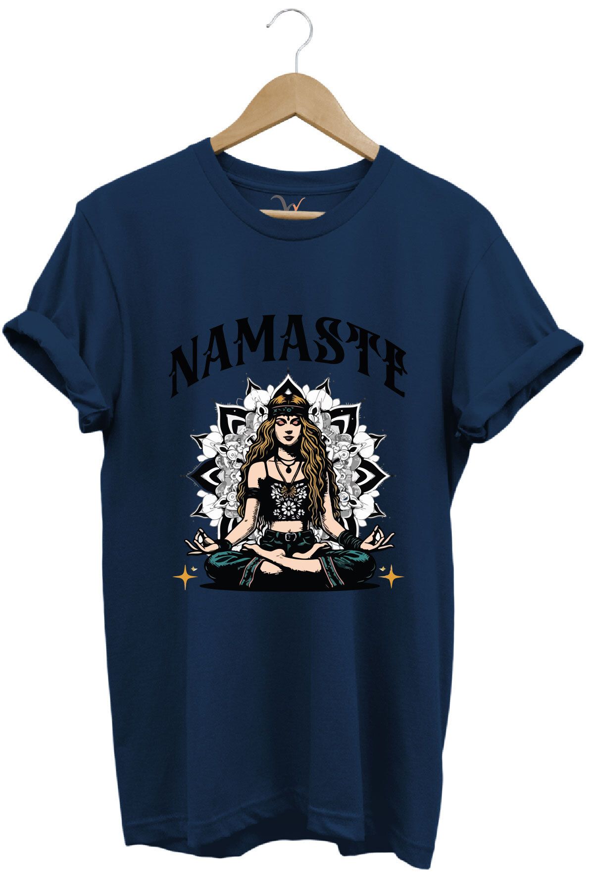 onsrawear Namaste Yoga Meditasyon Desenli Unisex %100 Pamuk Basic T-shirt