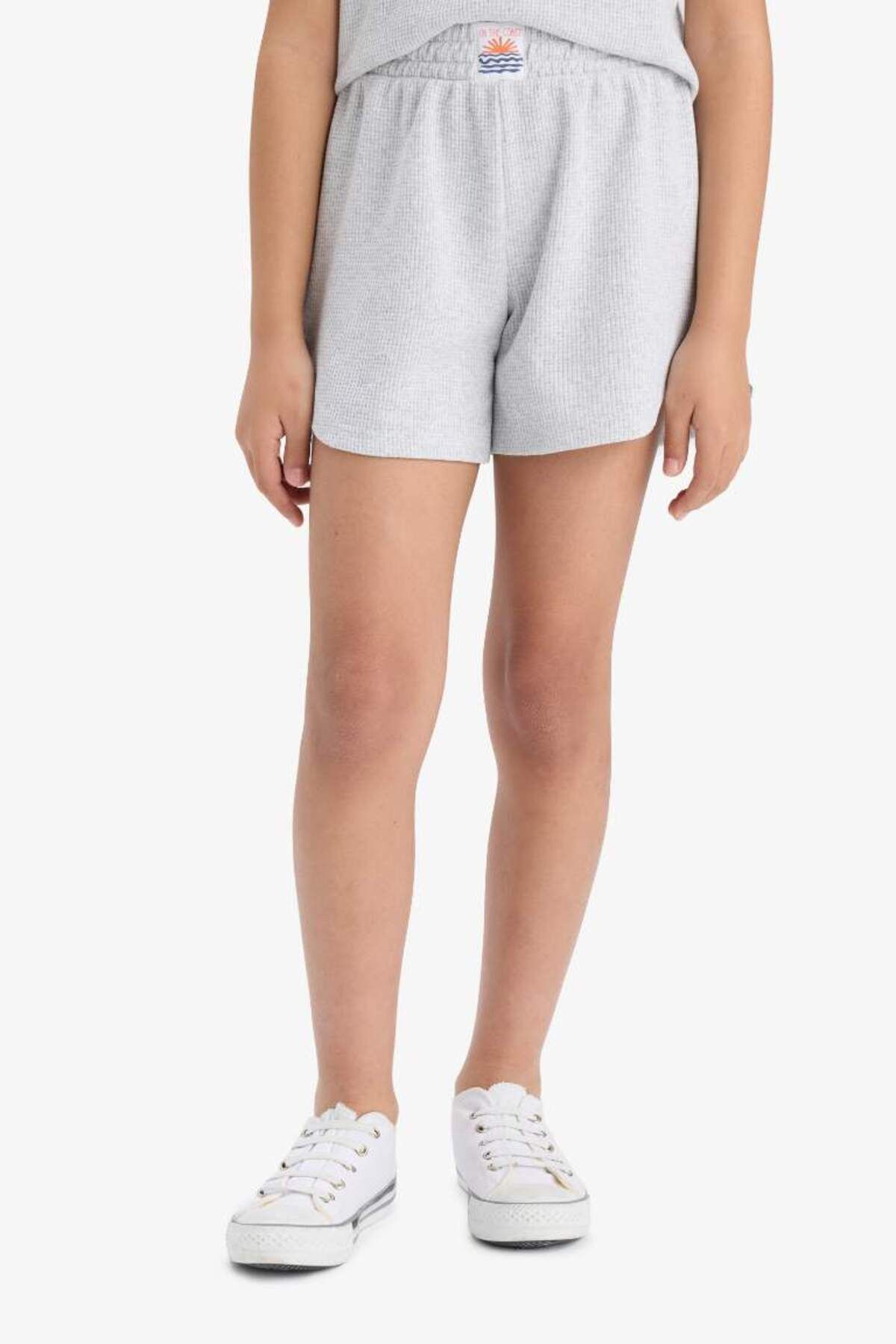 DeFacto-Nou sezon pentru fete Set 2 piese Waffle Top fără mâneci Pantaloni scurți cu talie elastică Partea de jos 7