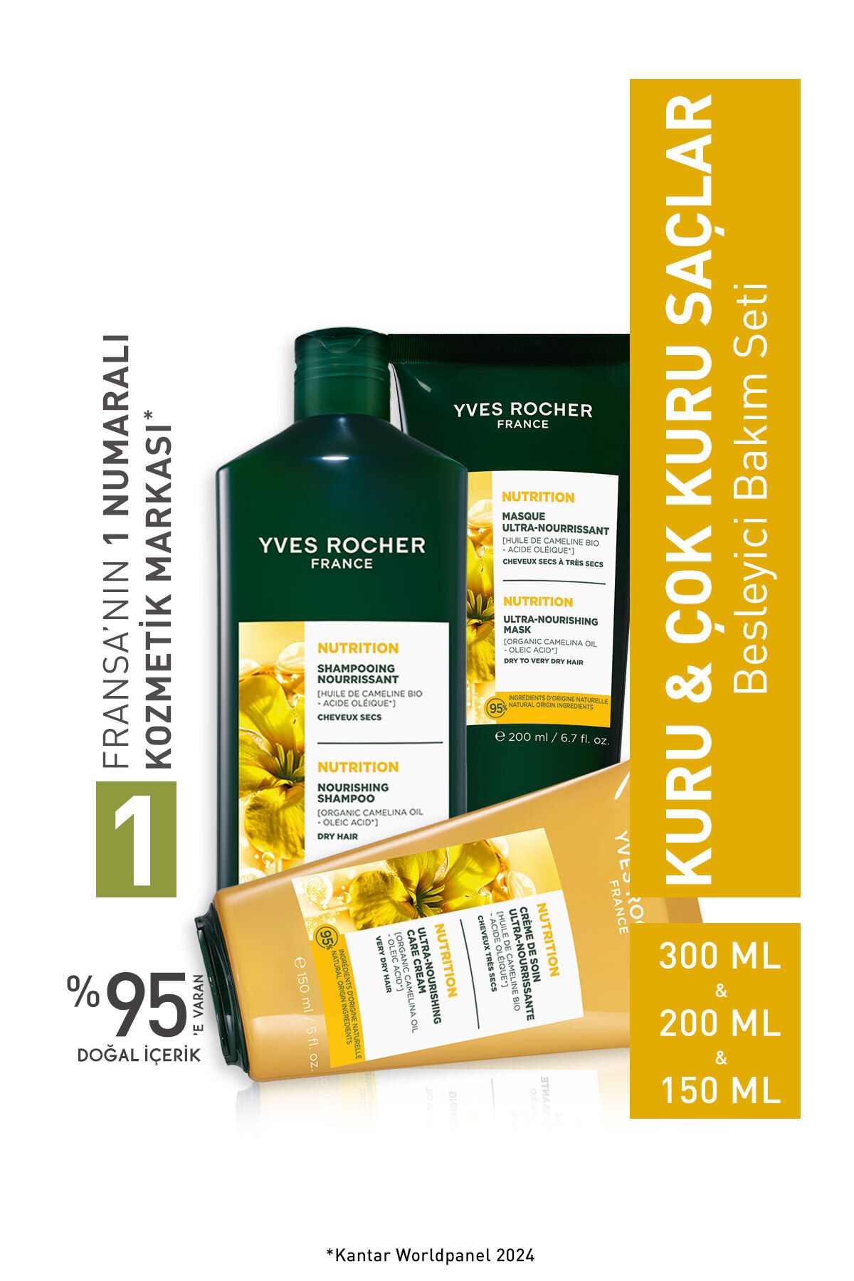 Yves Rocher Kuru ve Çok Kuru Saçlar İçin Besleyici Bakım Seti