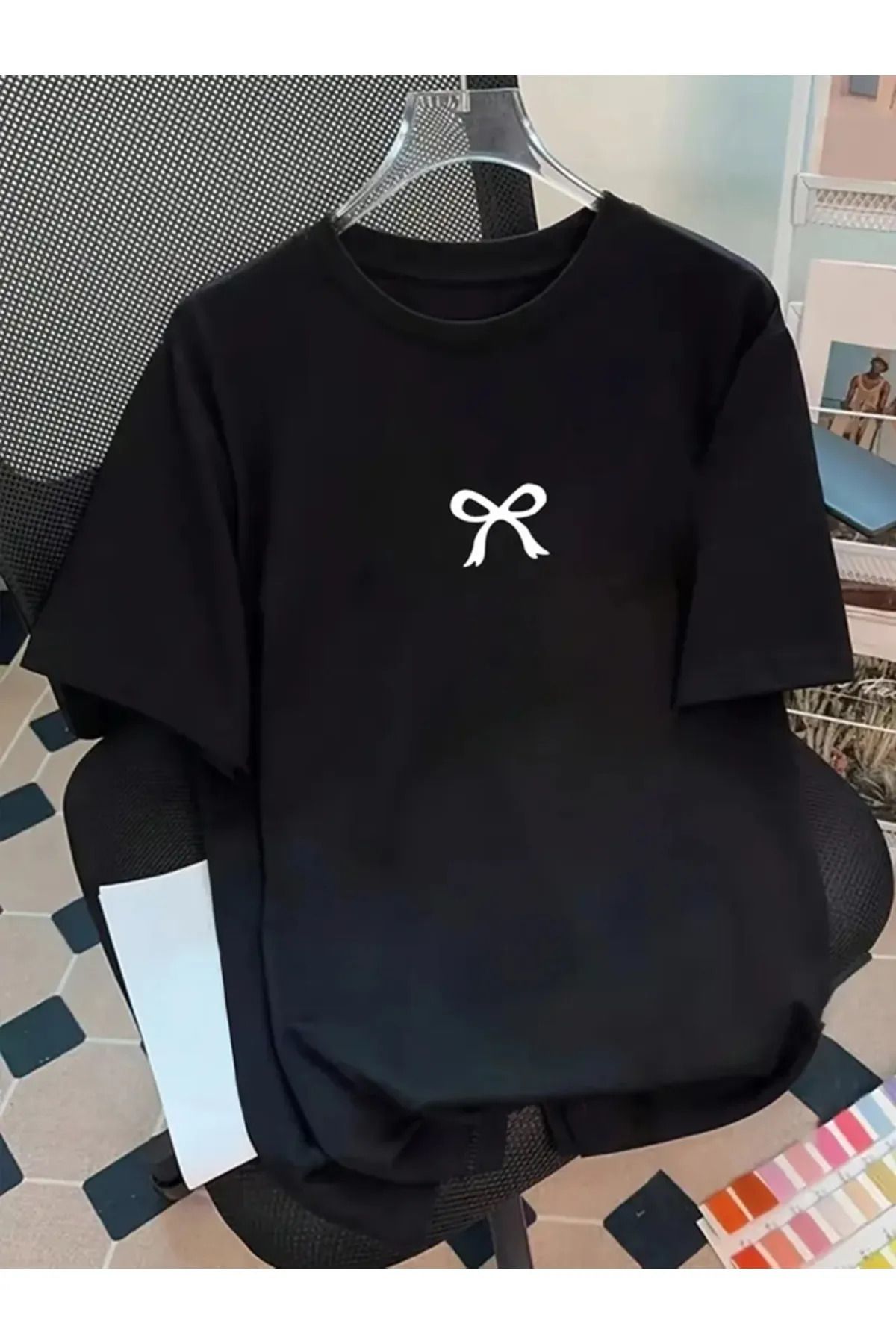 1blood Ribbon Baskılı Unisex Oversize T-shirt