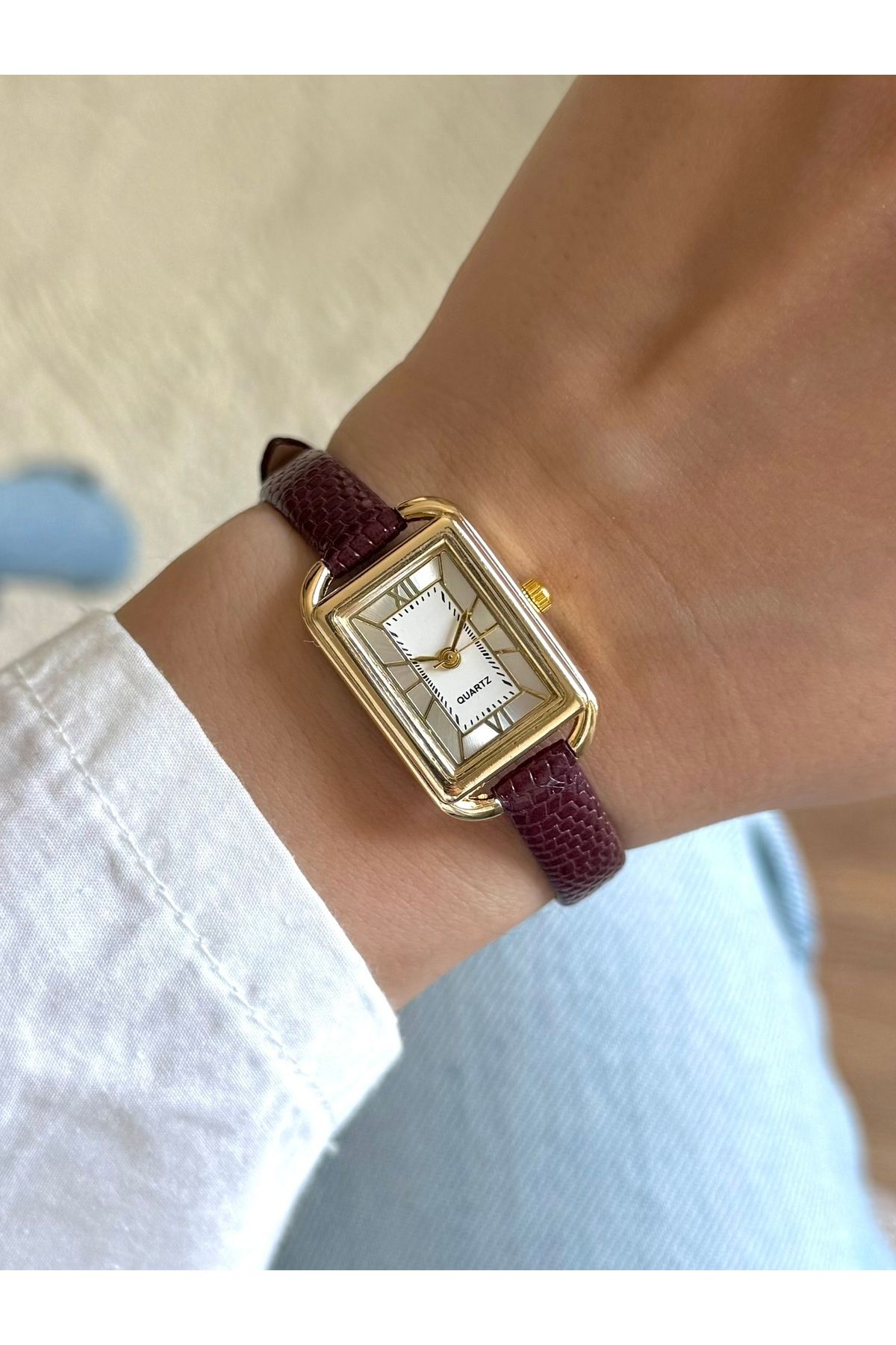 RoseandRoses Lida Minimal Desenli Deri Kayış Vintage Model Kadın Kol Saati