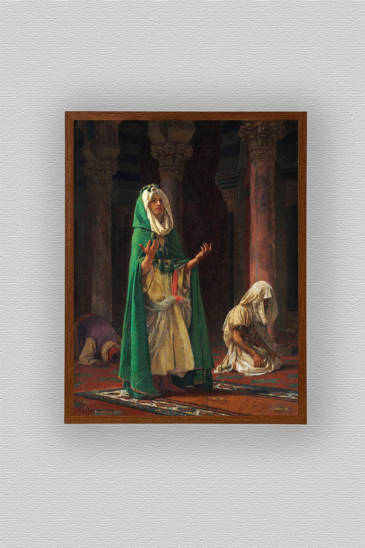 WoodyArts Dua ve Namaz- Koyu Ahşap Desenli Çerçeve