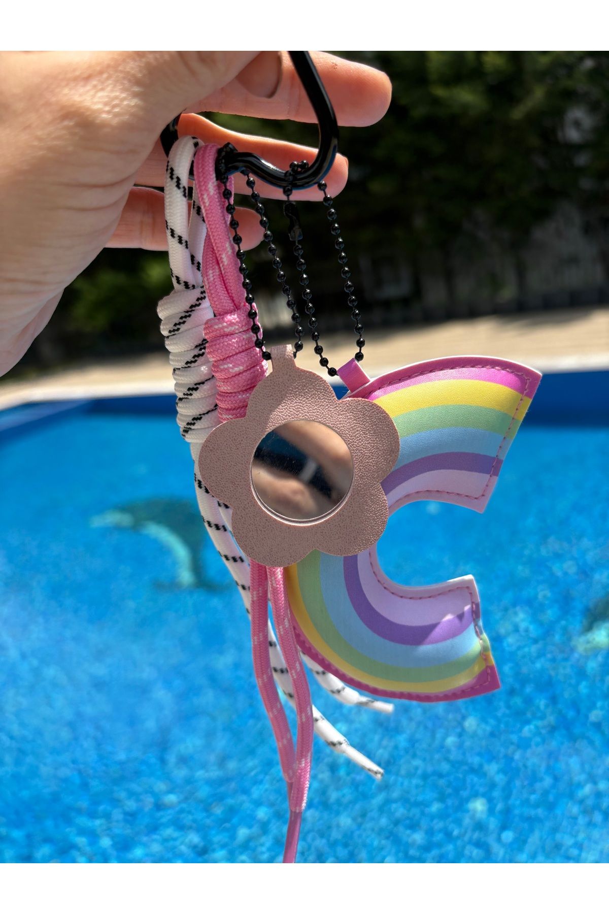 LeyyaJewelry Gökkuşağı ve Ayna Detaylı Çanta Charmı/ Anahtarlık