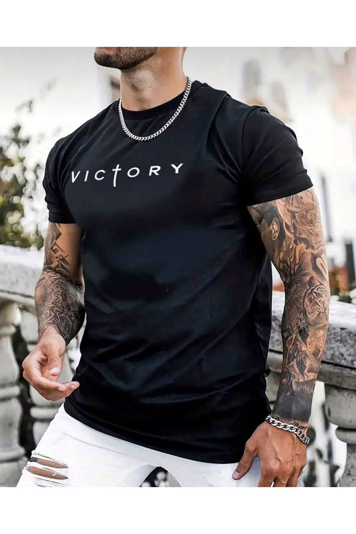SOKAKTA SİYAH Renkli Oversize Kesim VİCTORY Baskılı Trend Oversize Tshirt UNİSEX
