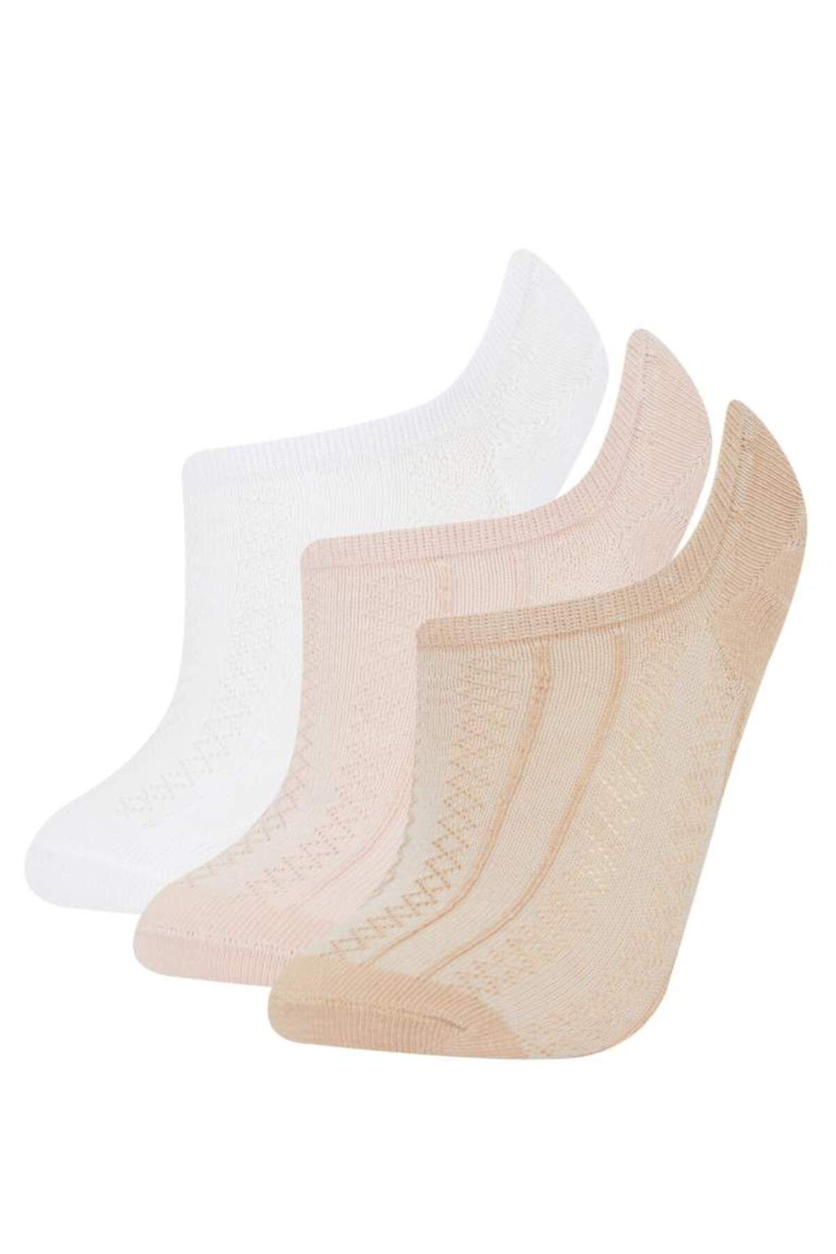 DeFacto Yeni Sezon Kadın 3'lü Pamuklu Sneaker Çorap