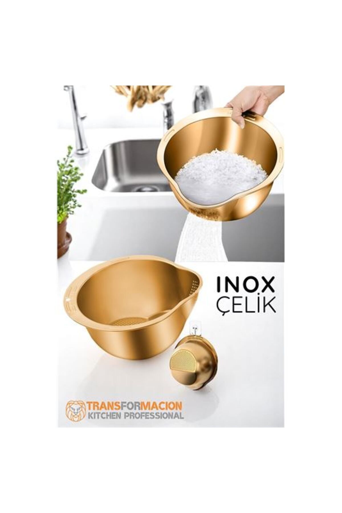 SAVA HOME COLLECTİON Modacar Pirinç Süzgeci Makarna Salata Süzgeci 304 Inox Paslanmaz Çelik