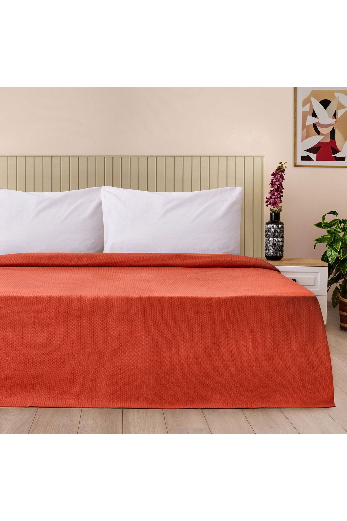 ASPARTAM Terra Çift Kişilik Pike - Kiremit - 200x220 cm