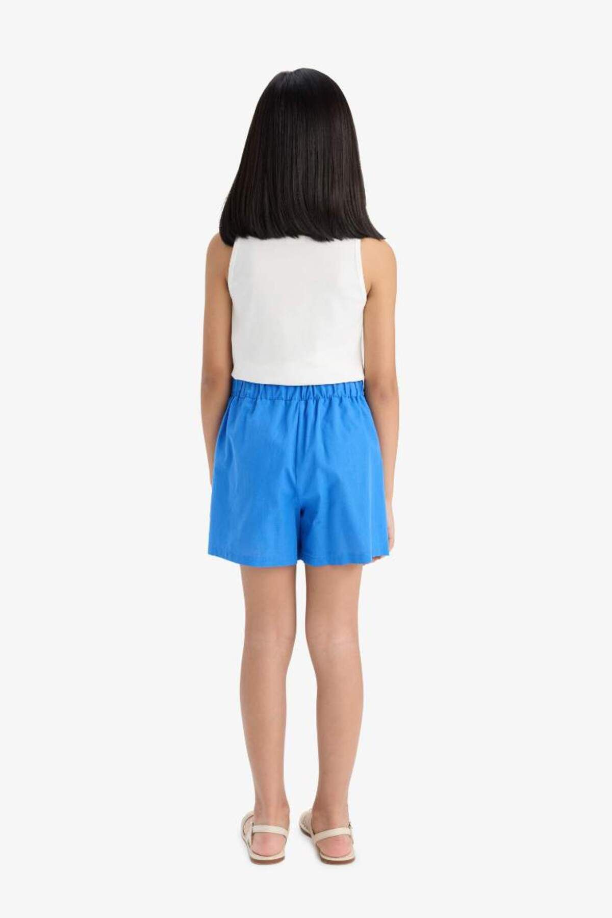 DeFacto-Girl's 2-Piece Set Printed Undershirt Linen Look Shorts E6851A825Hs 7
