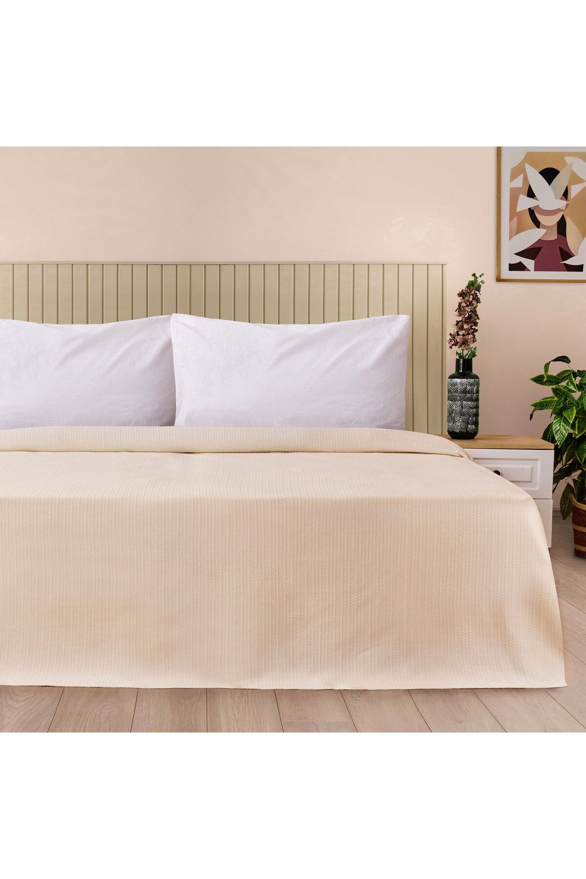 ASPARTAM Sable Çift Kişilik Pike - Bej - 200x220 cm