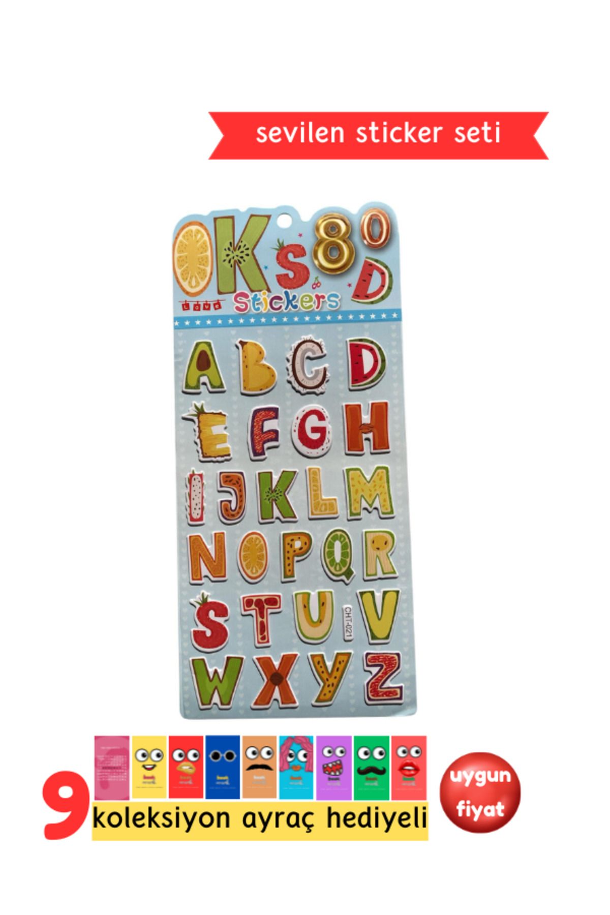 Pembe Pasaj Harf Sticker - Alfabe Sticker - Çocuklar İçin Kabartmalı Sticker Etiket