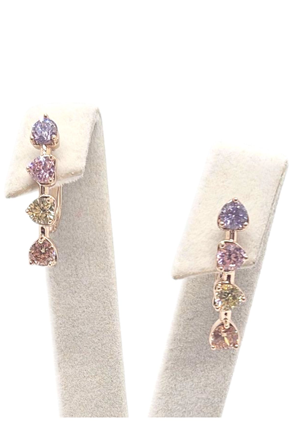 XUPING JEWELRY Xuping Jewelery Pırlanta Model Zirkon Kalp Kesim Taşlı Gold Halka Küpe- Kararmaz, Alerji Yapmaz