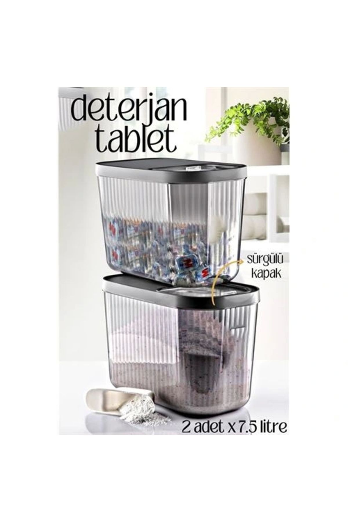 OurStyles MultiBox Deterjan Tablet Kutusu Sürgülü Kapak 7.5 Litre 2 ADET