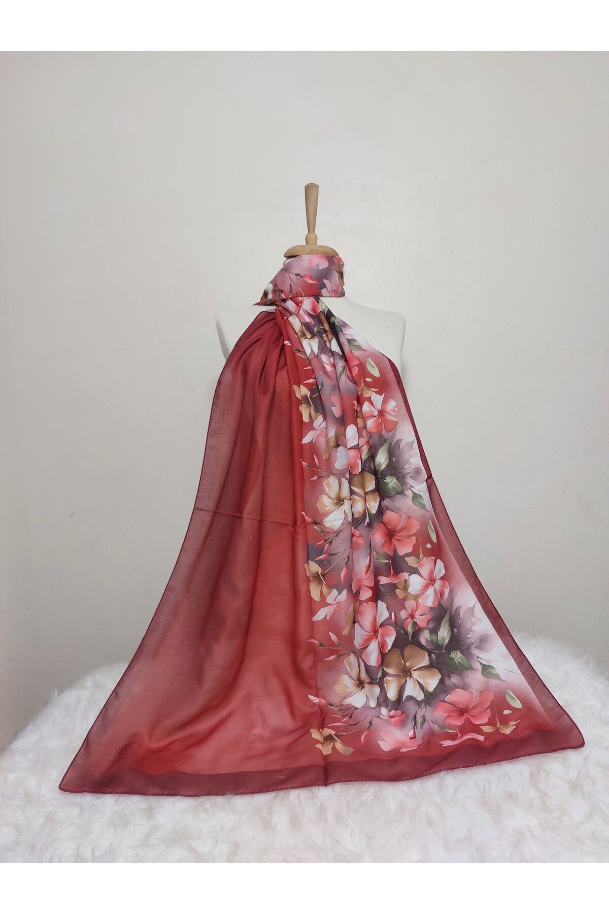 REMOMODA Desenli Soft Pamuklu Şal Çiçekli Model