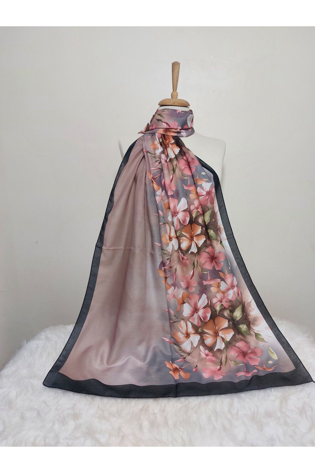 REMOMODA Desenli Soft Pamuklu Şal Çiçekli Model