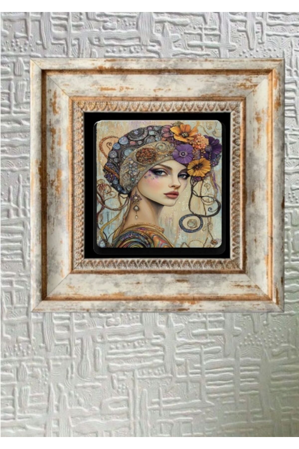 STONEVİVEART Çerçeveli Tablo Taş Duvar Dekoru 20x20Cm Kadınlar Tablosu