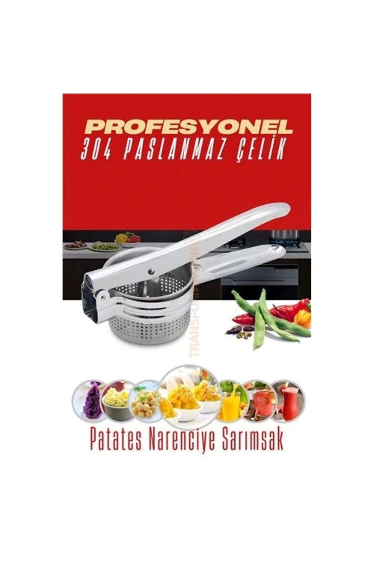 OurStyles Patates Ezici 304 Paslanmaz Çelik Narenciye Sıkacağı Sebze Presi