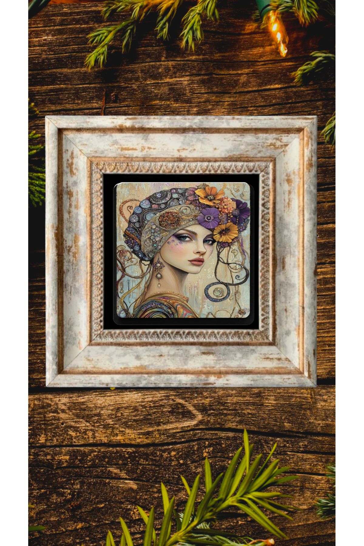 STONEVİVEART Çerçeveli Tablo Taş Duvar Dekoru 20x20Cm Kadınlar Tablosu