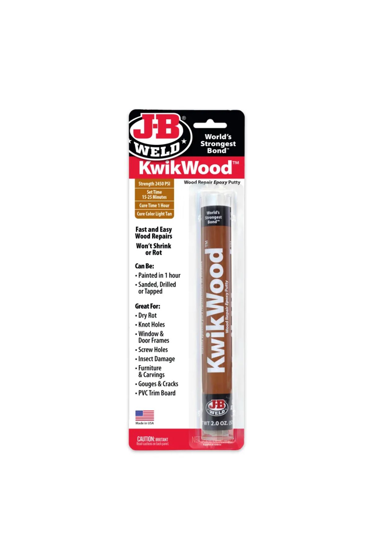 JB Weld JB Wekd KwikWood™ Epoksi Macun - 2 oz Ahşap Onarıcı, Ahşap Yapıştırıcı