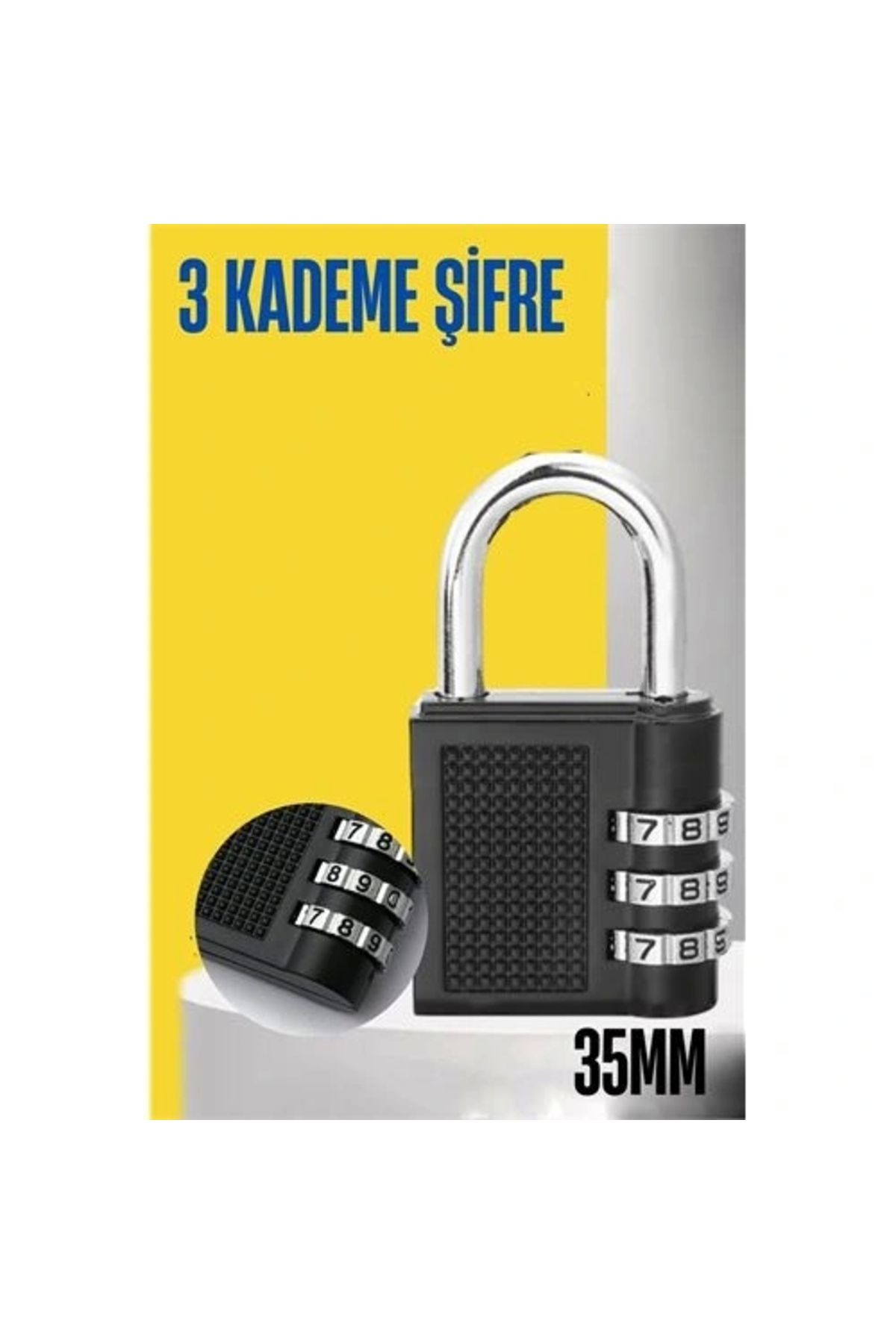 OurStyles Şifreli Asma Kilit 3 Kademe 35 mm