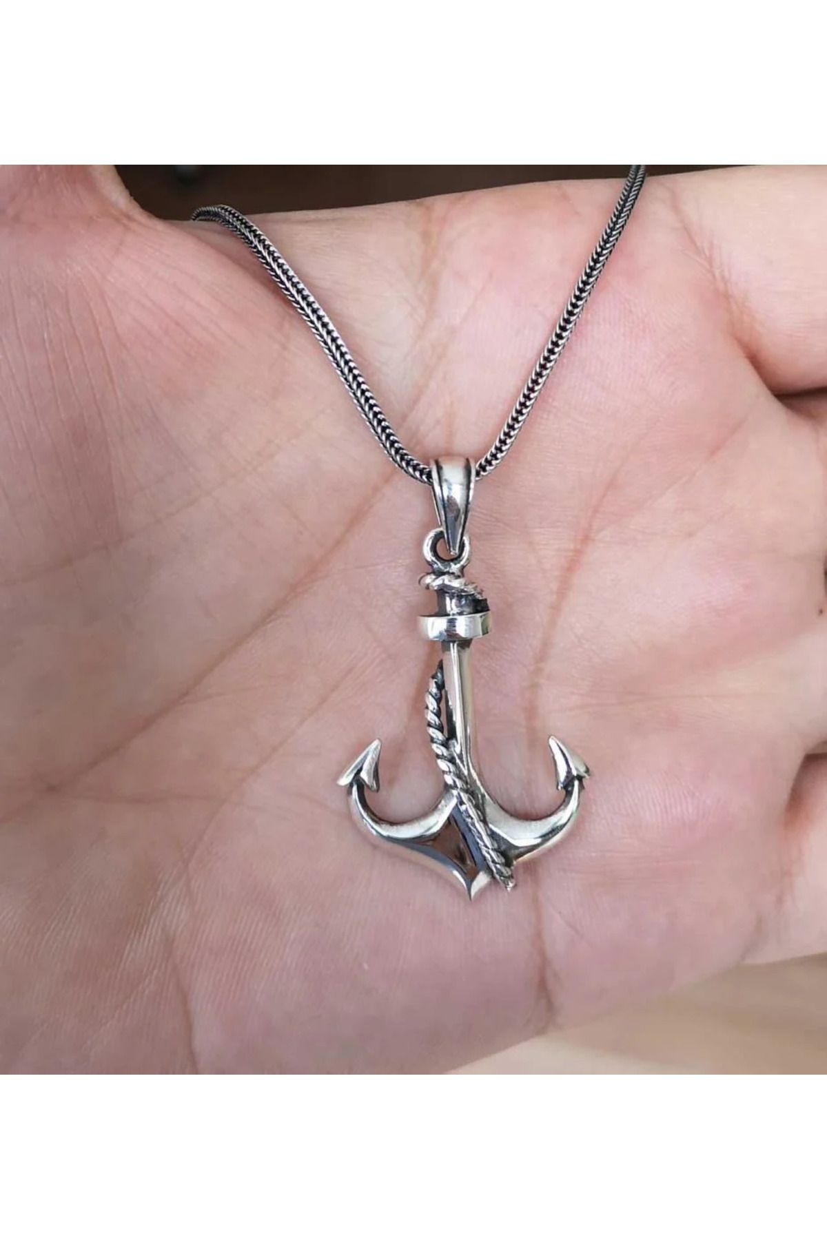 shop Deniz Çapası 925 Ayar Gümüş Erkek Kolye