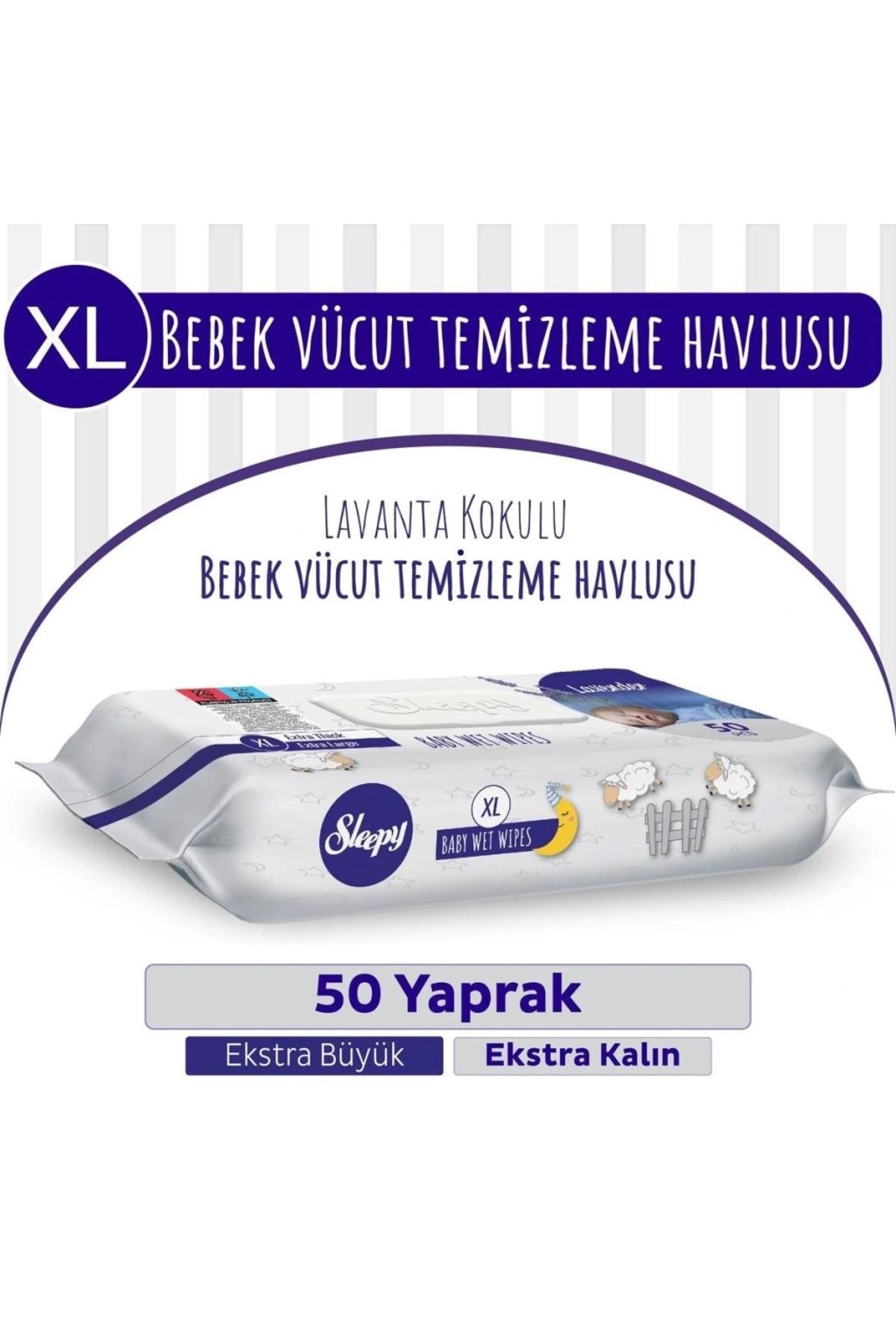 OurStyles Sleepy XL Lavanta Kokulu Bebek Vücut Temizleme Mendili 50 Yaprak