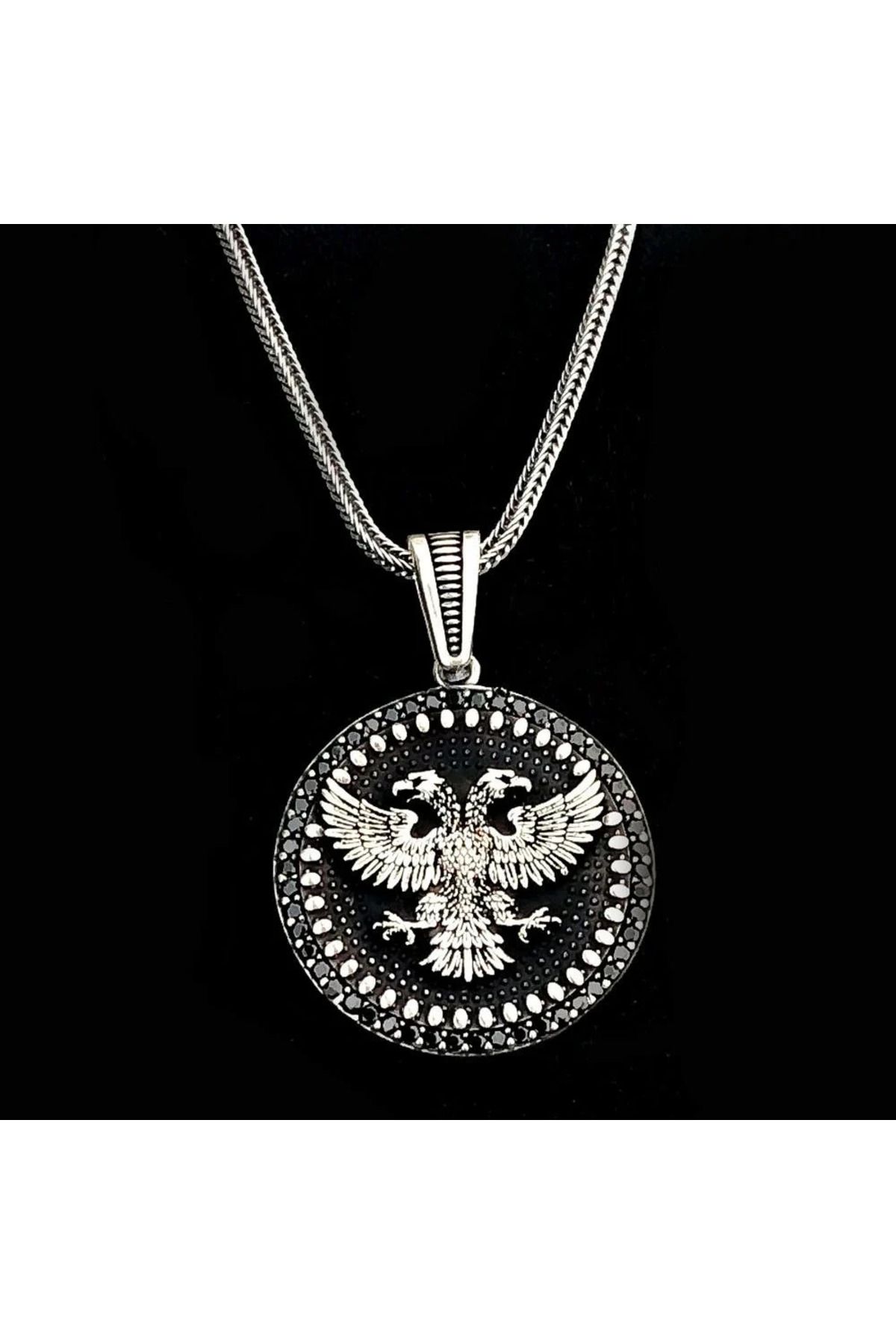 shop Kartal Çift Başlı 925 Ayar Gümüş Erkek Kolyesi