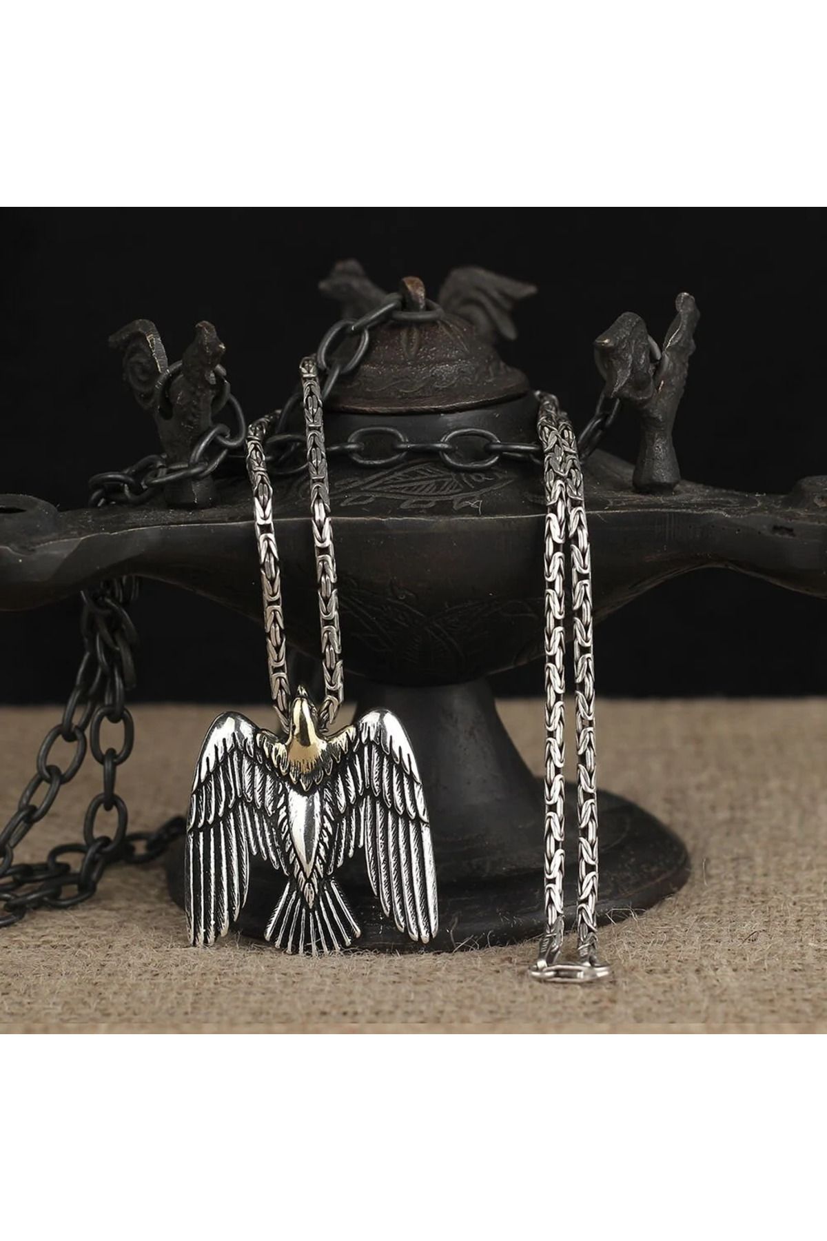 shop Kartal Motifli Kral Zincir 925 Ayar Gümüş Erkek Kolye