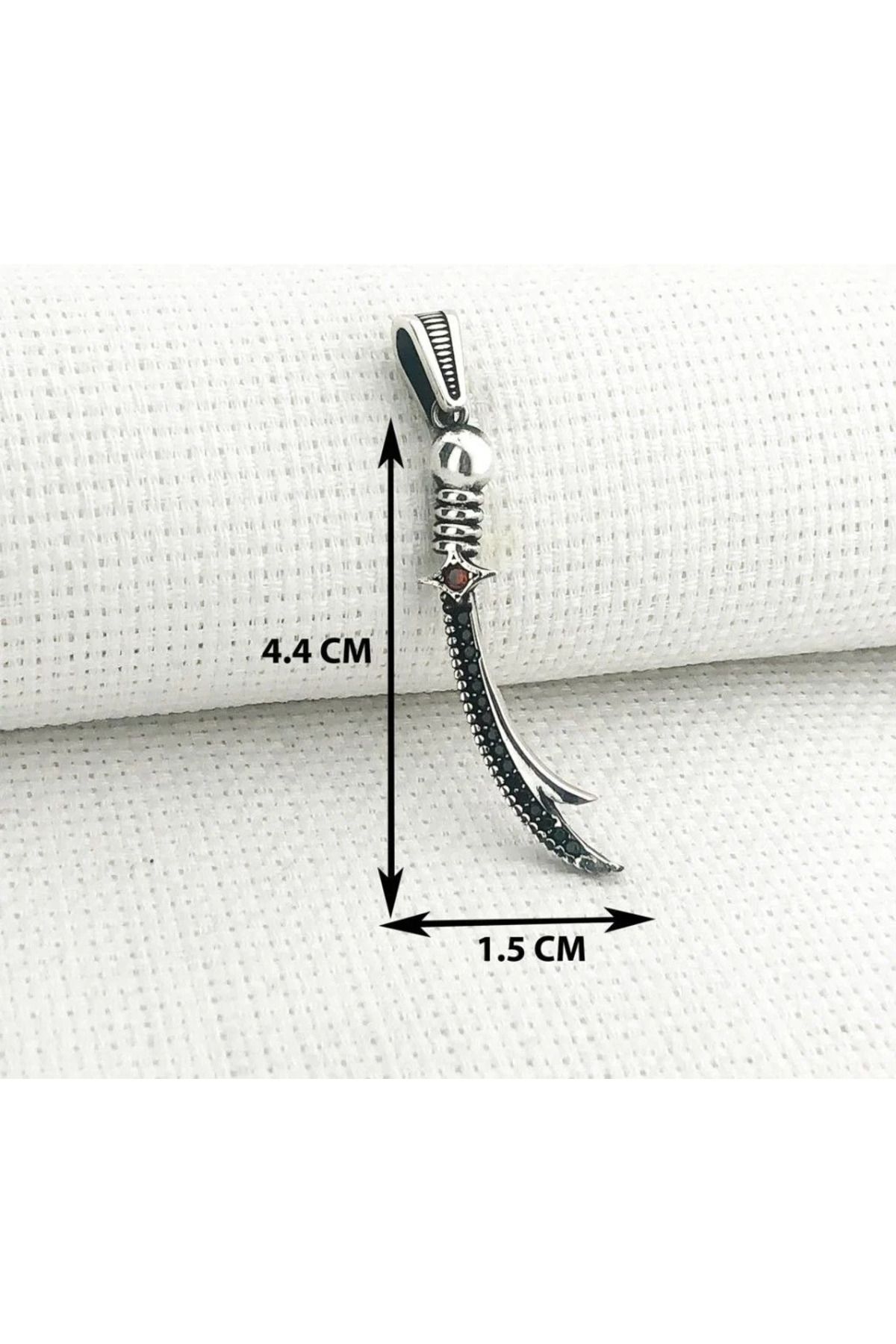 shop Kırmızı Taşlı Zulfikar 925 Ayar Gümüş Erkek Kolye Ucu