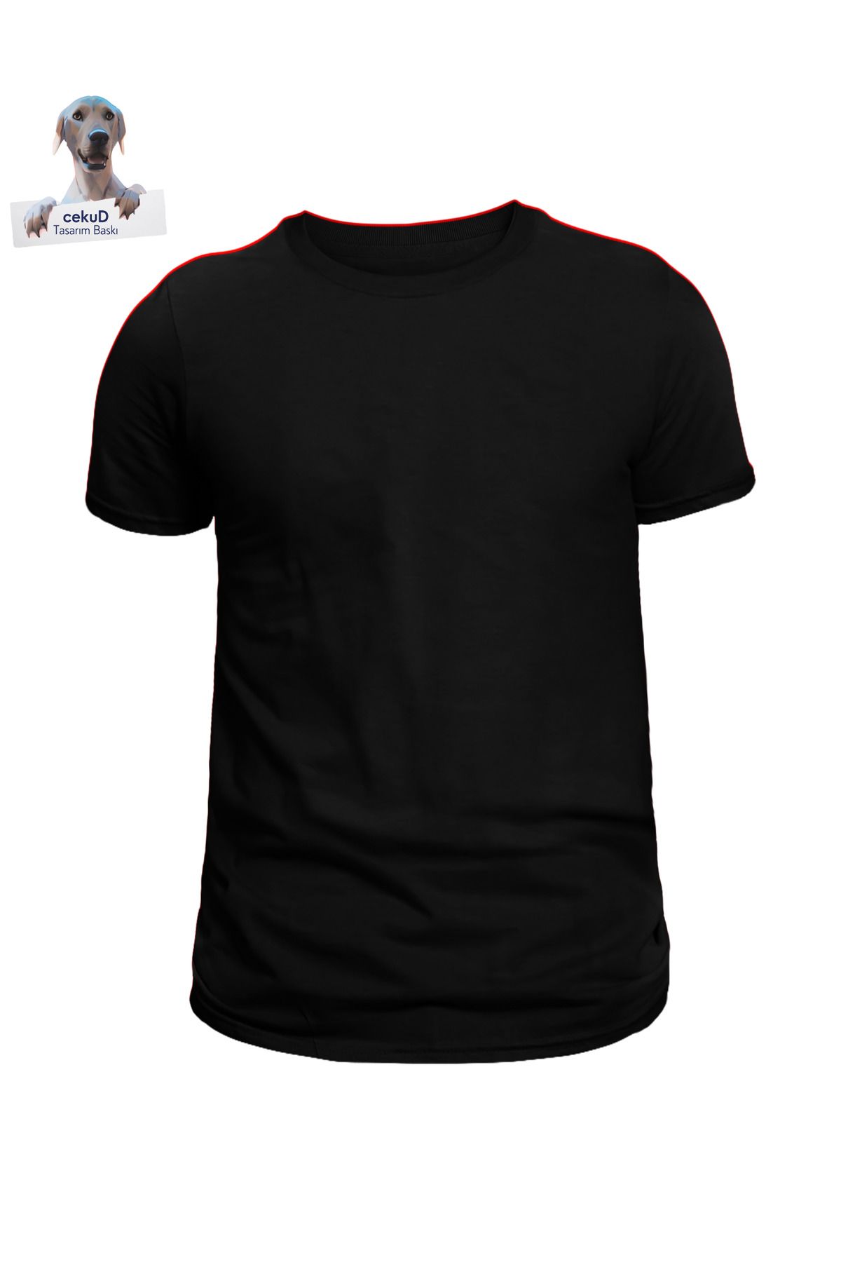 cekuDtasarim Basic Bisiklet Yaka Tshirt - Siyah