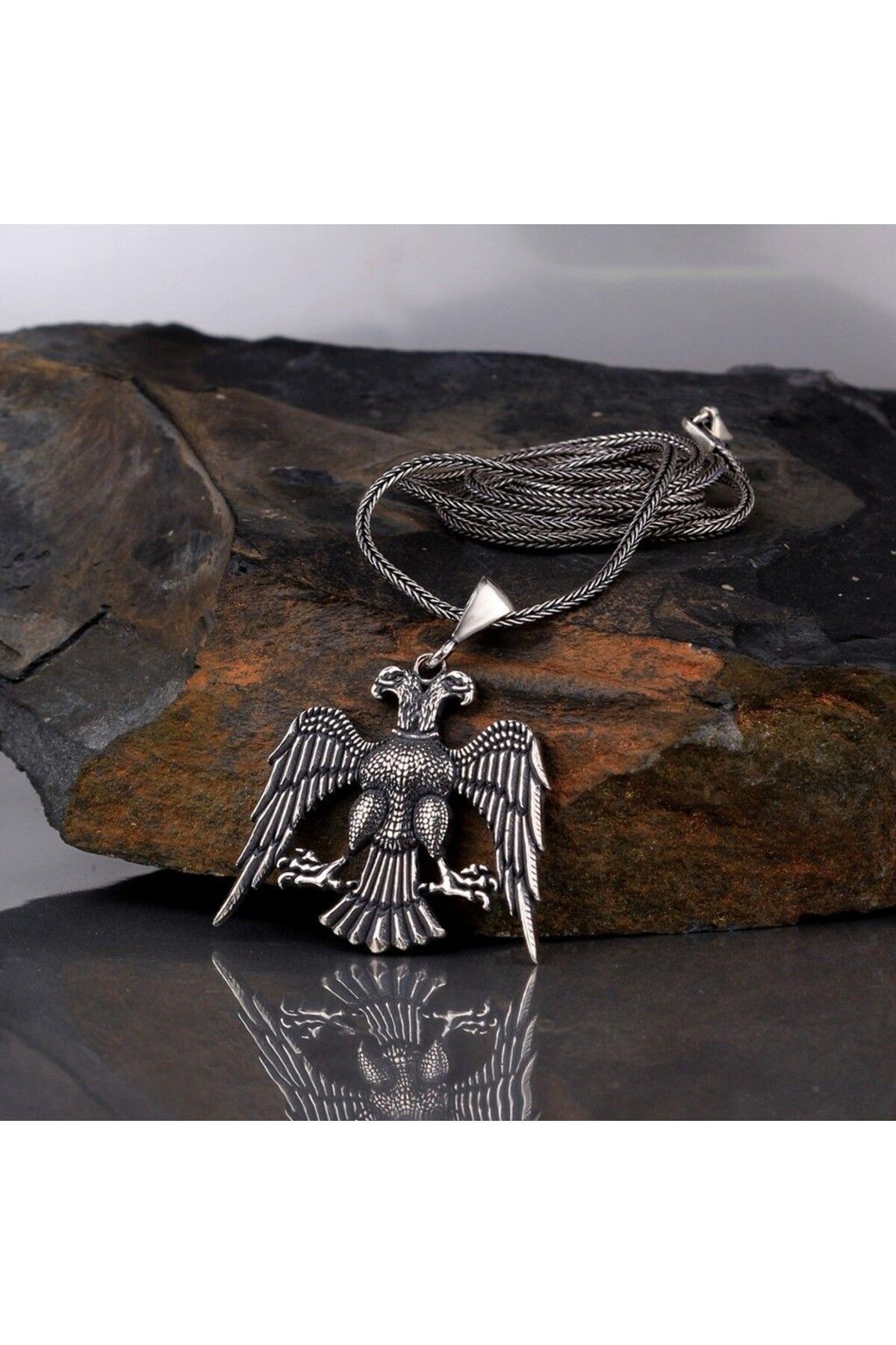 shop Kartal Motifli 925 Ayar Gümüş Erkek Kolye