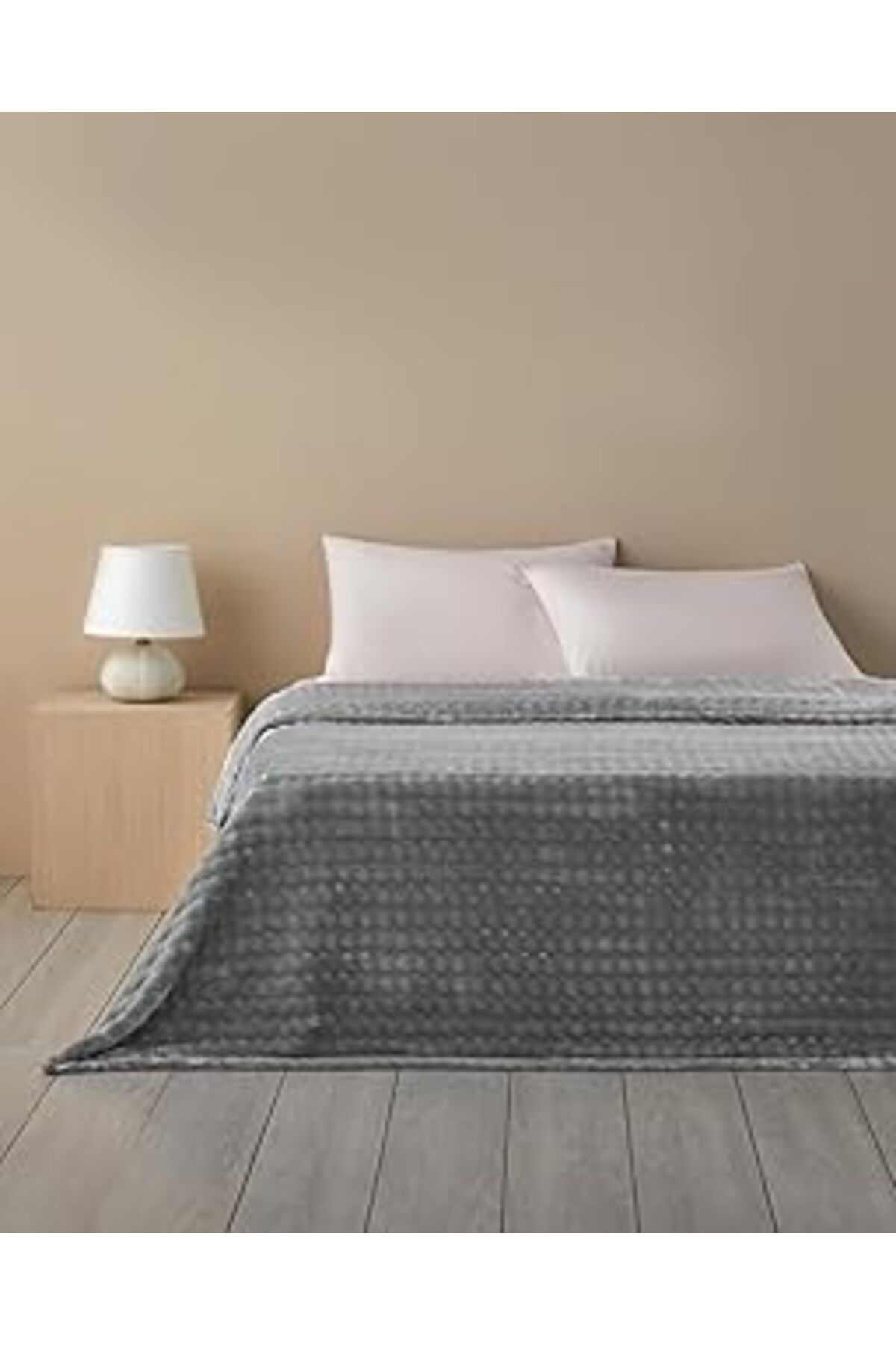 Mu Art Ahşap English Home Glance Bubble Supersoft Tek Kişilik Battaniye Gri