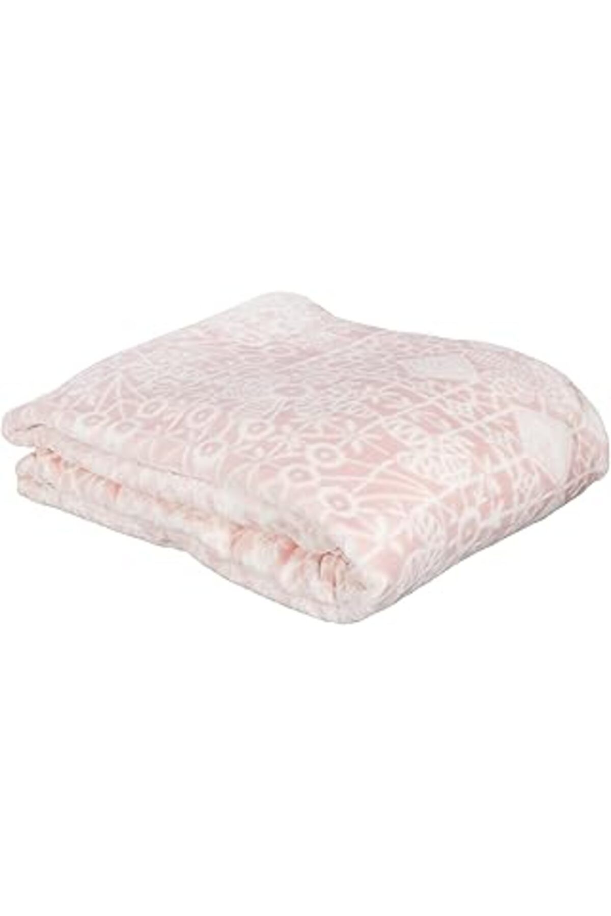 Mu Art Ahşap Taç Fabian Desenli%100 Polyester Battaniye, Pembe, Çift Kişilik