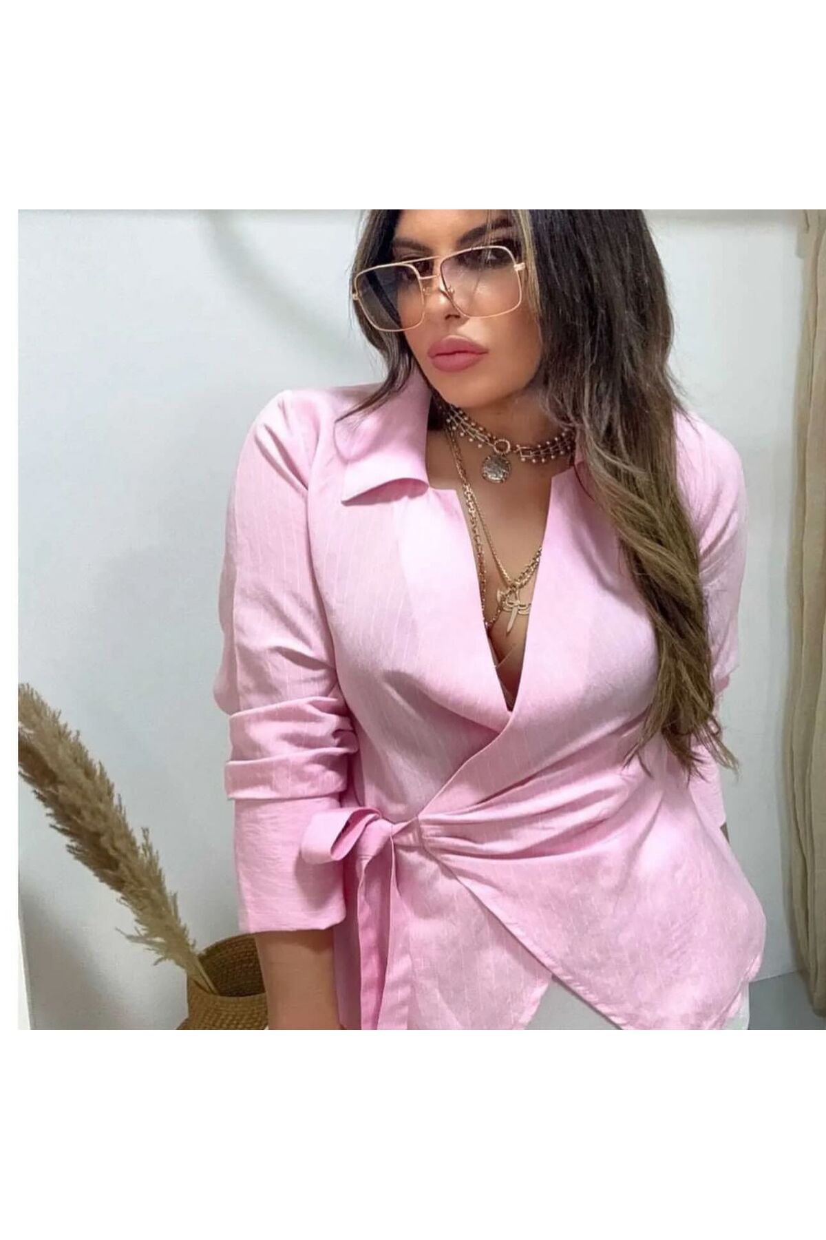 RENK RENK OUTLET 58699 YANDAN BAĞLAMALI ÇİZGİLİ GÖMLEK