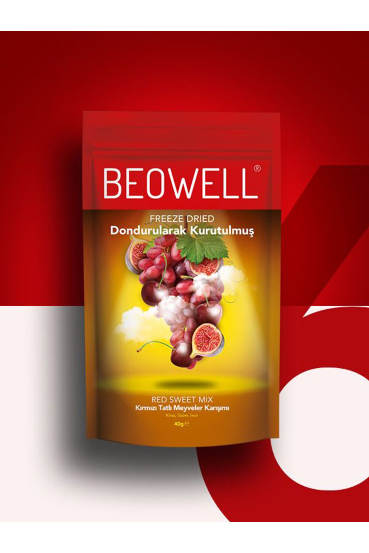 BEOWELL Red Sweet Mix 6'lı Set – Freeze Dried Dondurularak Kurutulmuş Kırmızı Meyve Karışımı 40 gr