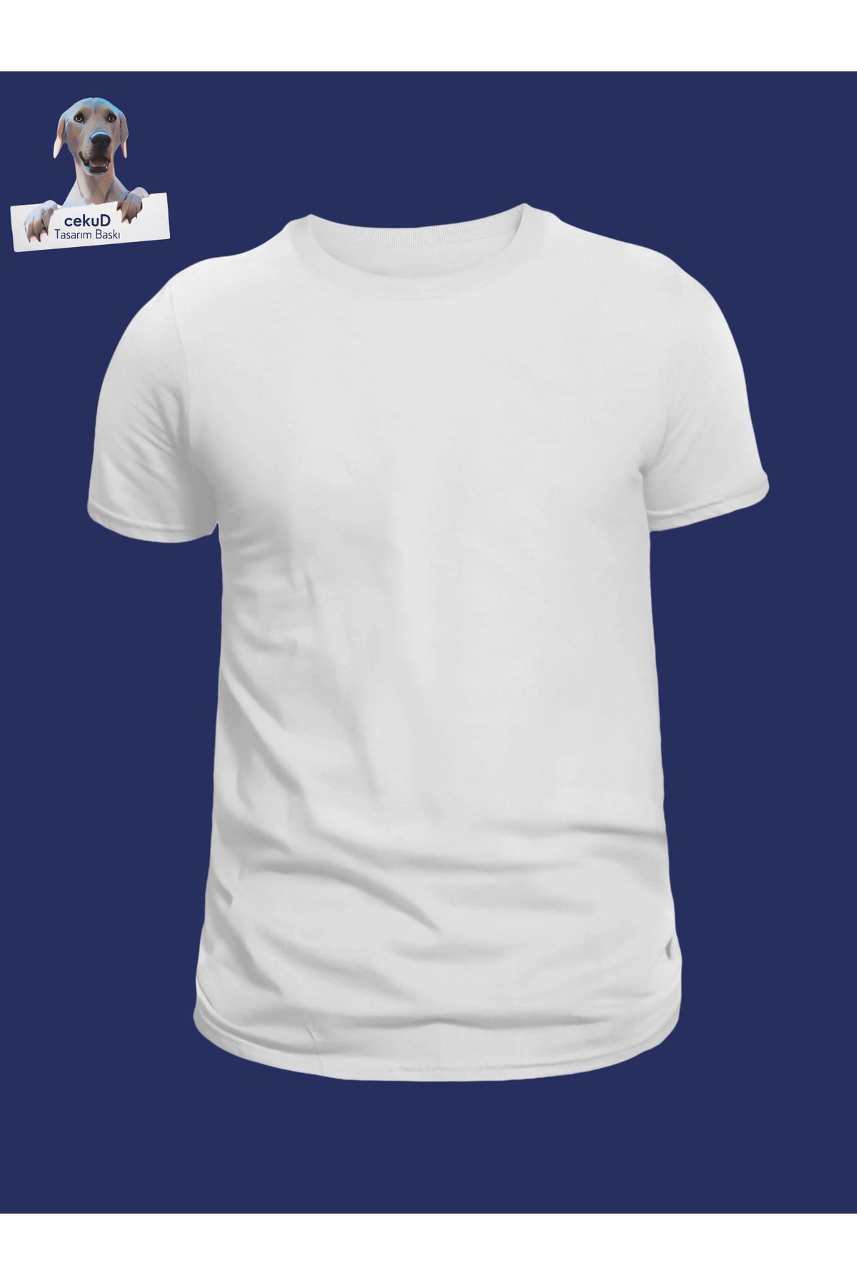 cekuDtasarim Oversize Bisiklet Yaka T-shirt - Beyaz