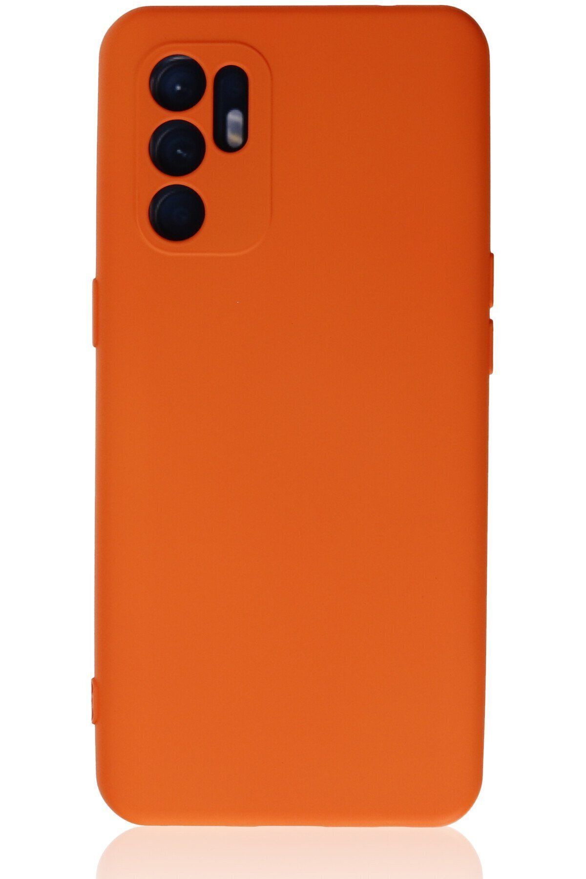 cepmoda Oppo Reno 6 Uyumlu Telefon Kılıfı - Lansman, iÇi Süet/Kadife, Soft - TURUNCU