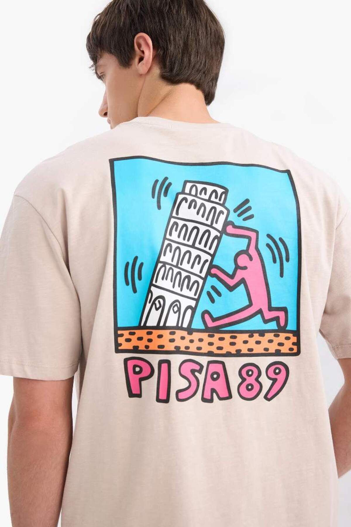 DeFacto Yeni Sezon %100 Pamuk Keith Haring Comfort Regular Fit Rahat Kalıp Bisiklet Yaka Sırt