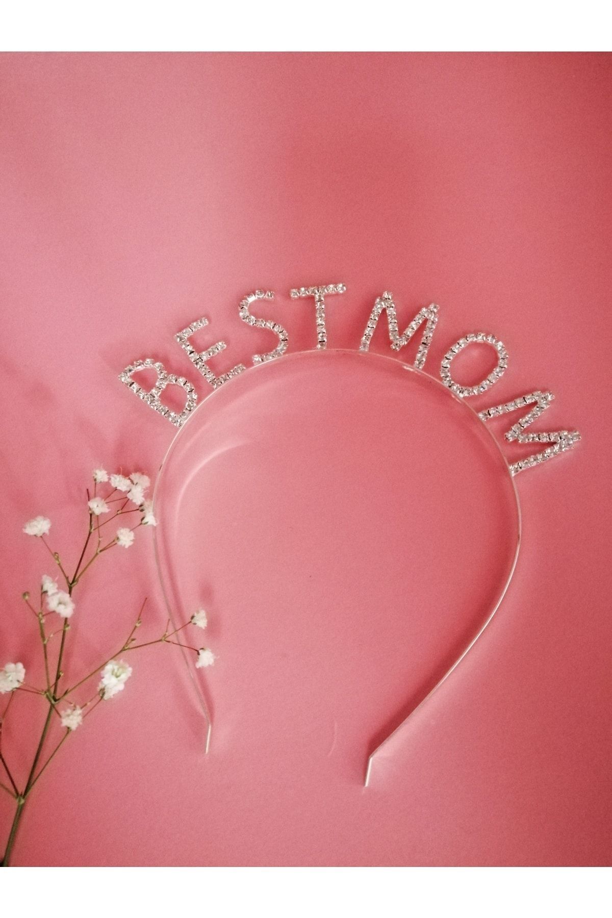 hediye Best Mom Yazılı Kristal Taç