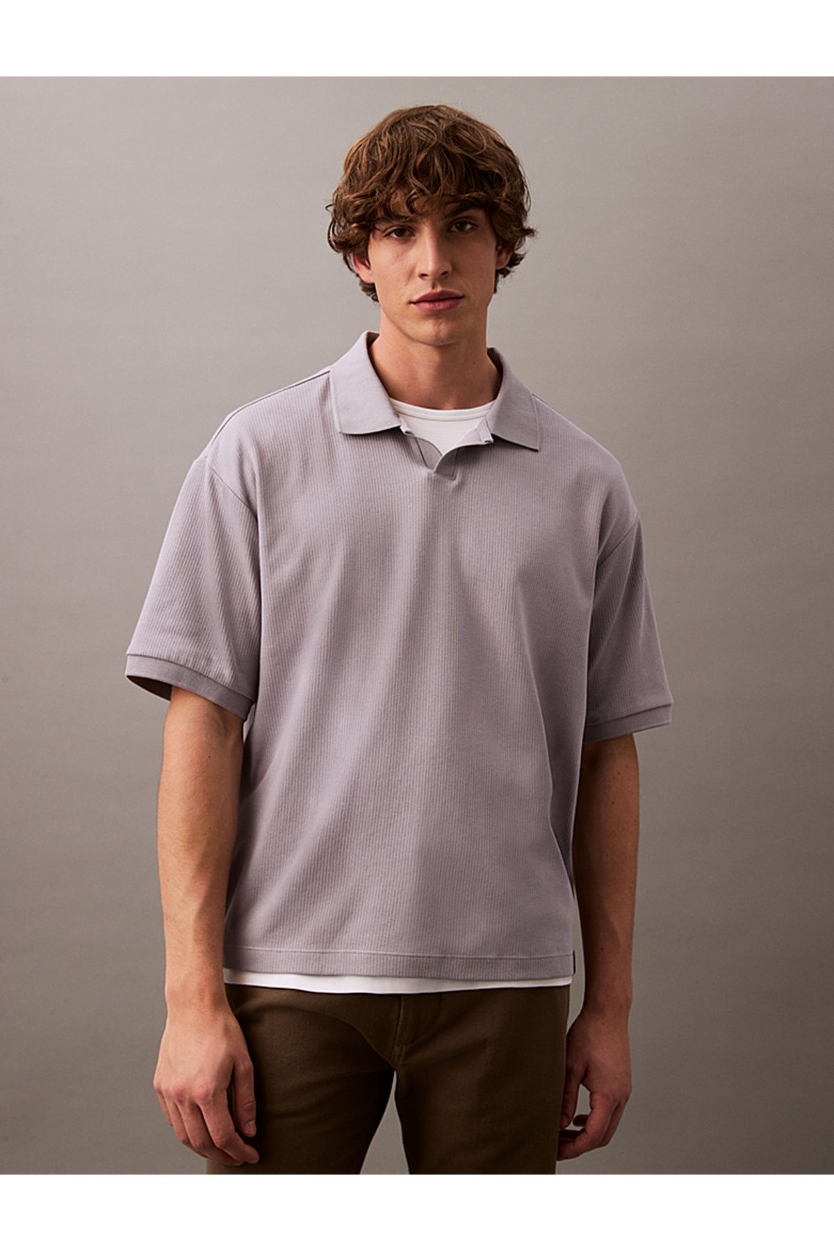 Calvin Klein Relaxed Ribbed Cotton Polo Shirt