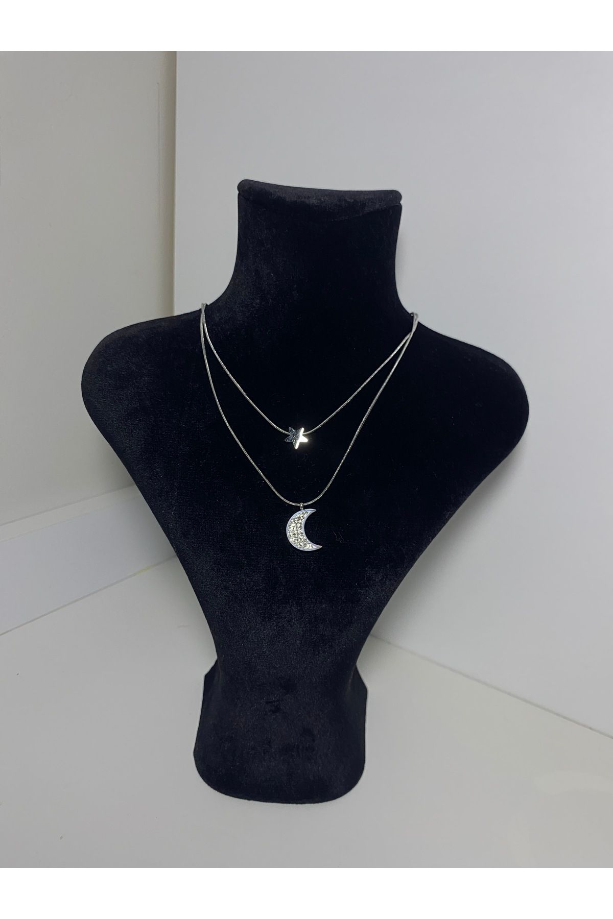 Gök Accessories Ay ve Yıldız Figürlü Çift Uçlu Çelik Kolye