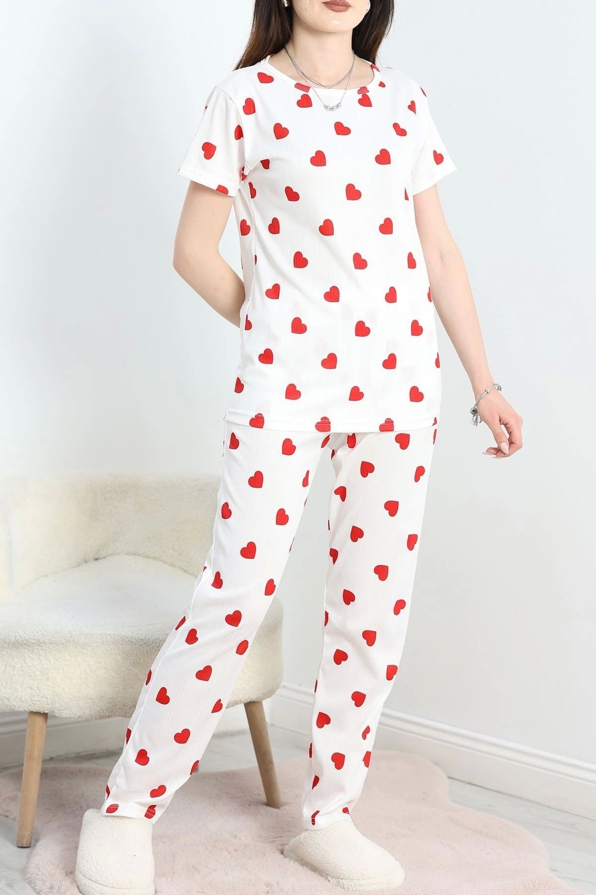 OurStyles Alt Üst Aynı Pegasus Pijama Takımı Beyazkırmızı - 50419.1048.