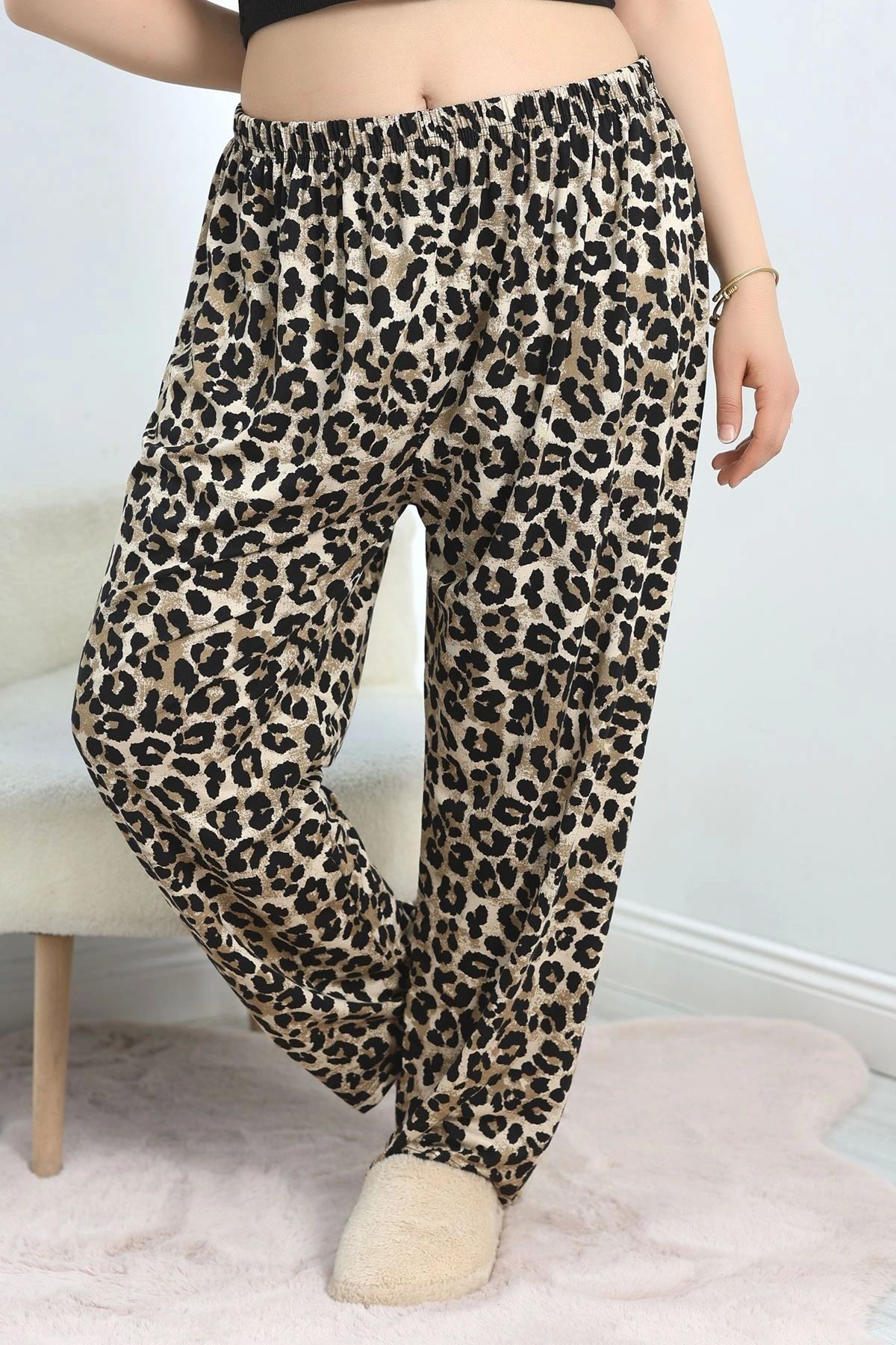 OurStyles Büyük Beden Viskon Battal Tek Alt Leopar - 30235.1928.