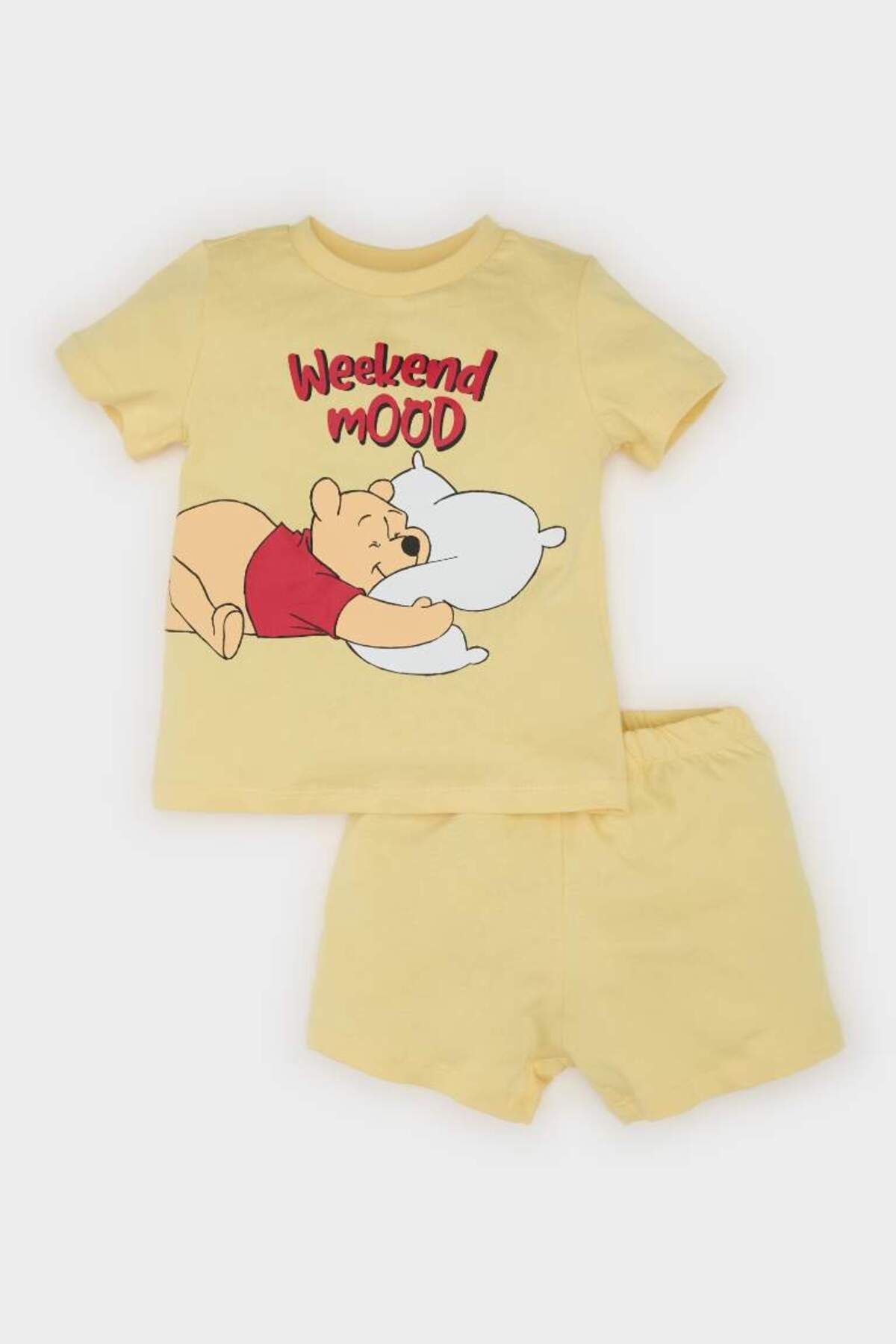 DeFacto Yeni Sezon Erkek Bebek Disney Winnie The Pooh Pijama Takımı Kısa Kollu Penye Üst Beli