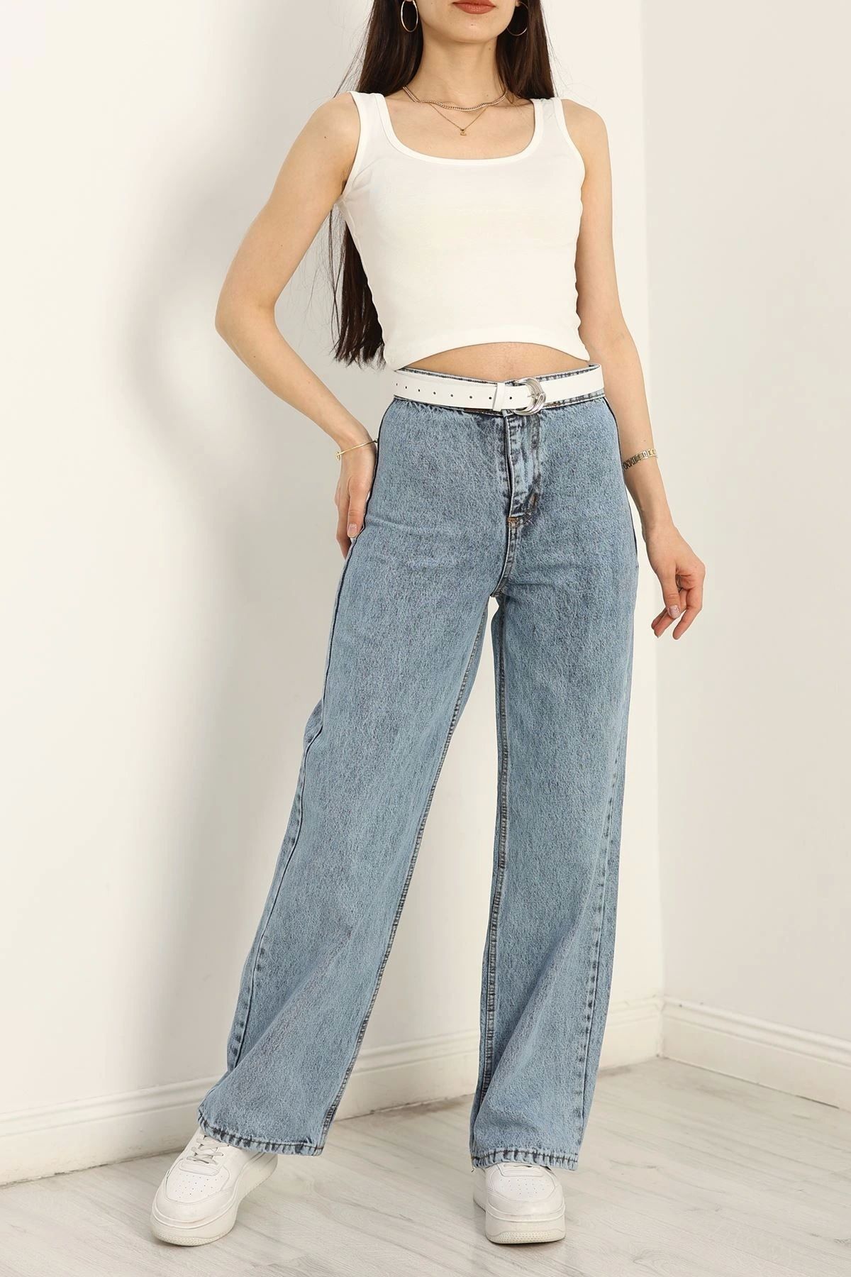 OurStyles Cepsiz Palazzo Kot Pantolon Buzmavi - 40466.1431.