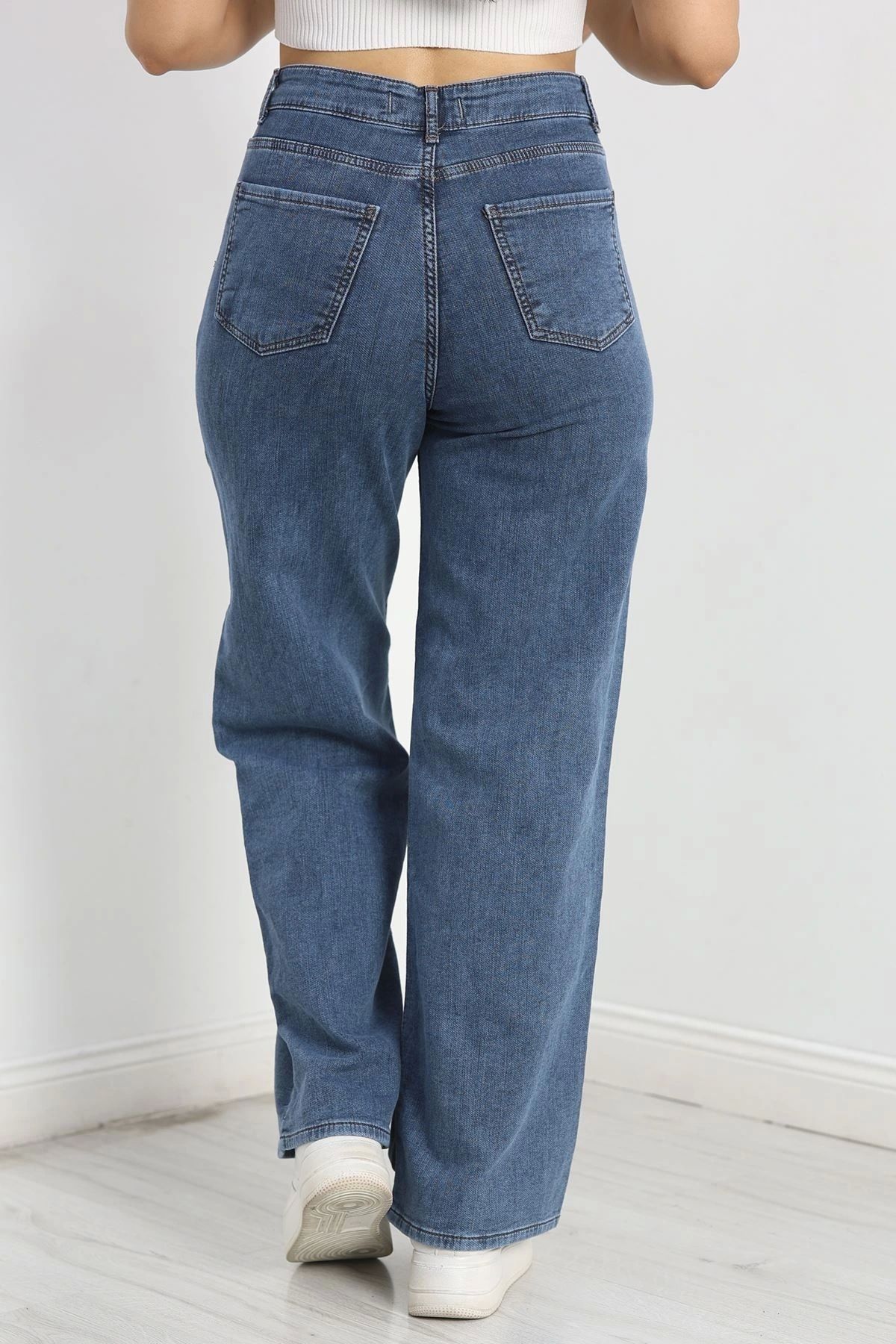 OurStyles Büyük Beden Palazzo Kot Pantolon Mavi - 41260.1431.