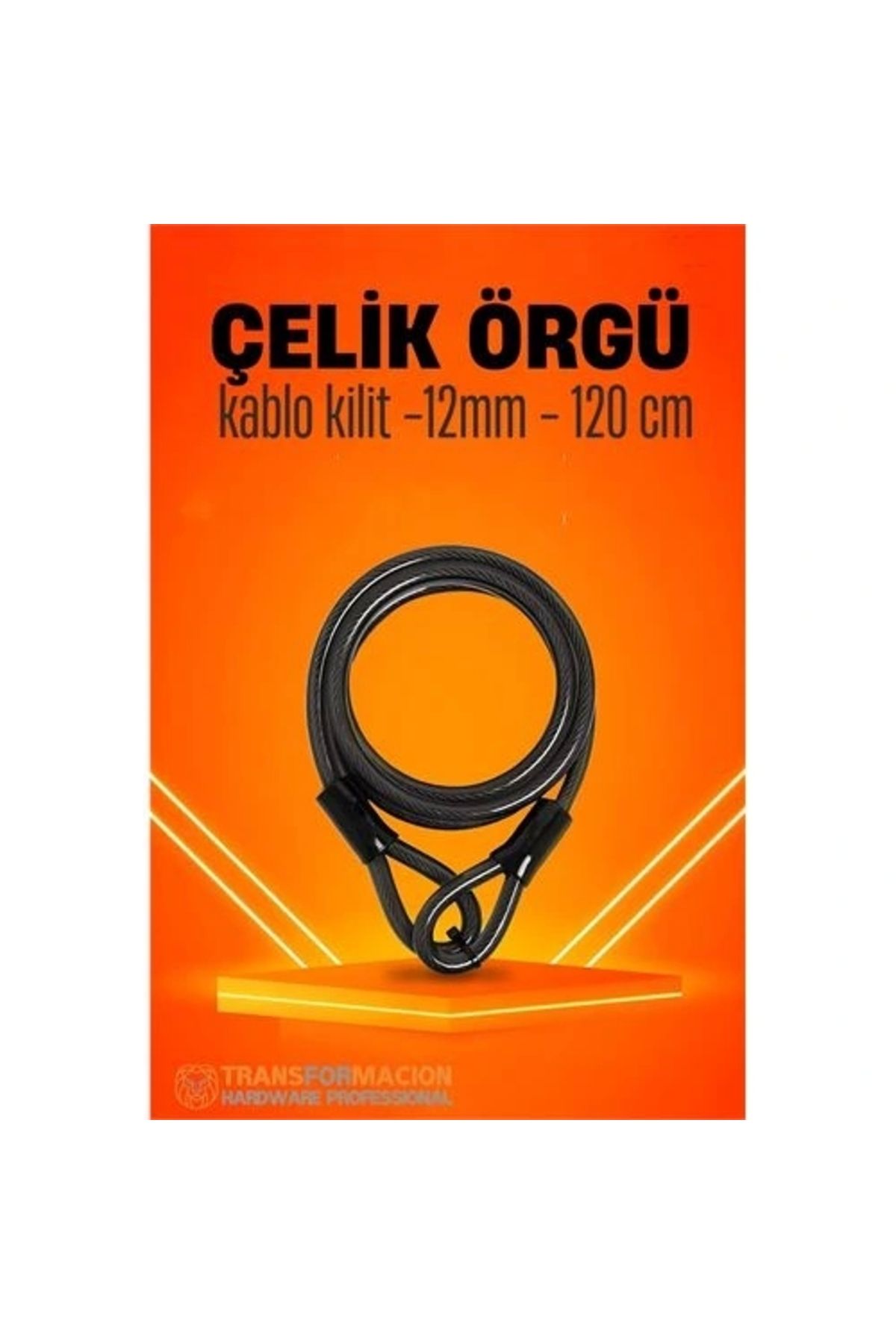 OurStyles Çelik Örgü Kablo Kilit 12mm 120 cm Bisiklet Kilidi Motosiklet Kilidi Eşya Garaj Kilidi