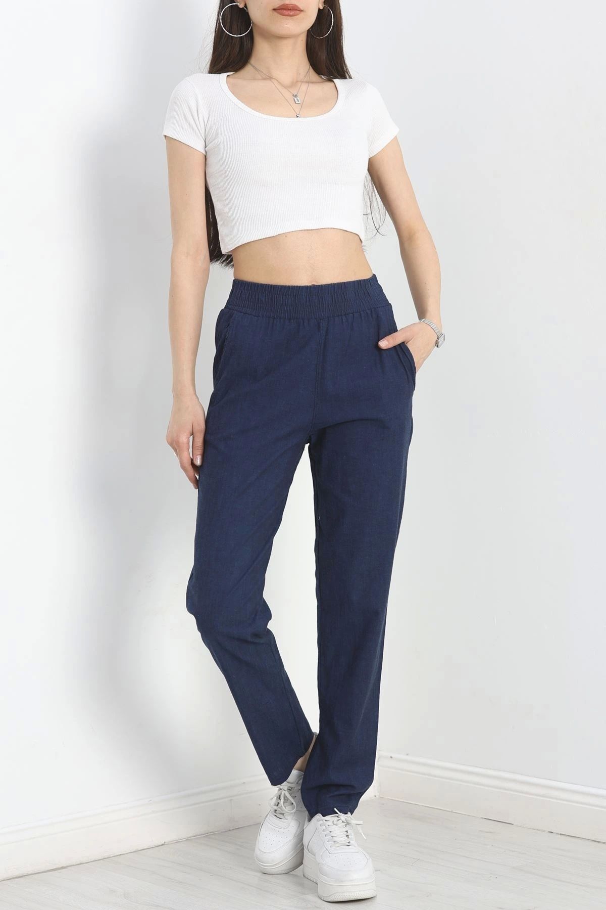 OurStyles Bel Lastikli Pantolon Lacivert1 - 40744.1431.