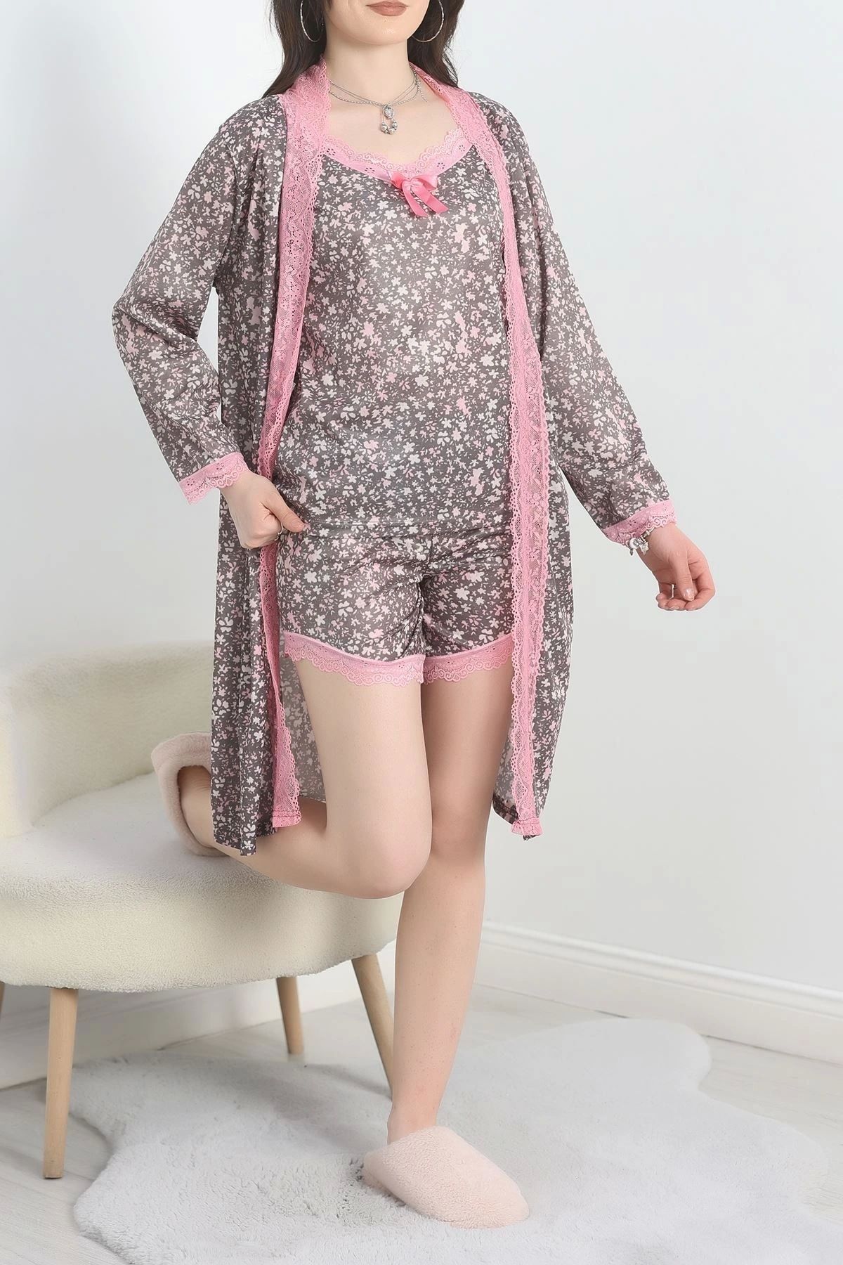 OurStyles Jarse Polyester Şortlu Set Beyazpembe - 70109.1049.