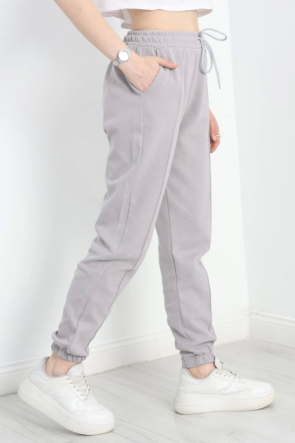 OurStyles Double Face Kumaş Paça Lastikli Eşofman Altı Dumangri - 40555.1431.
